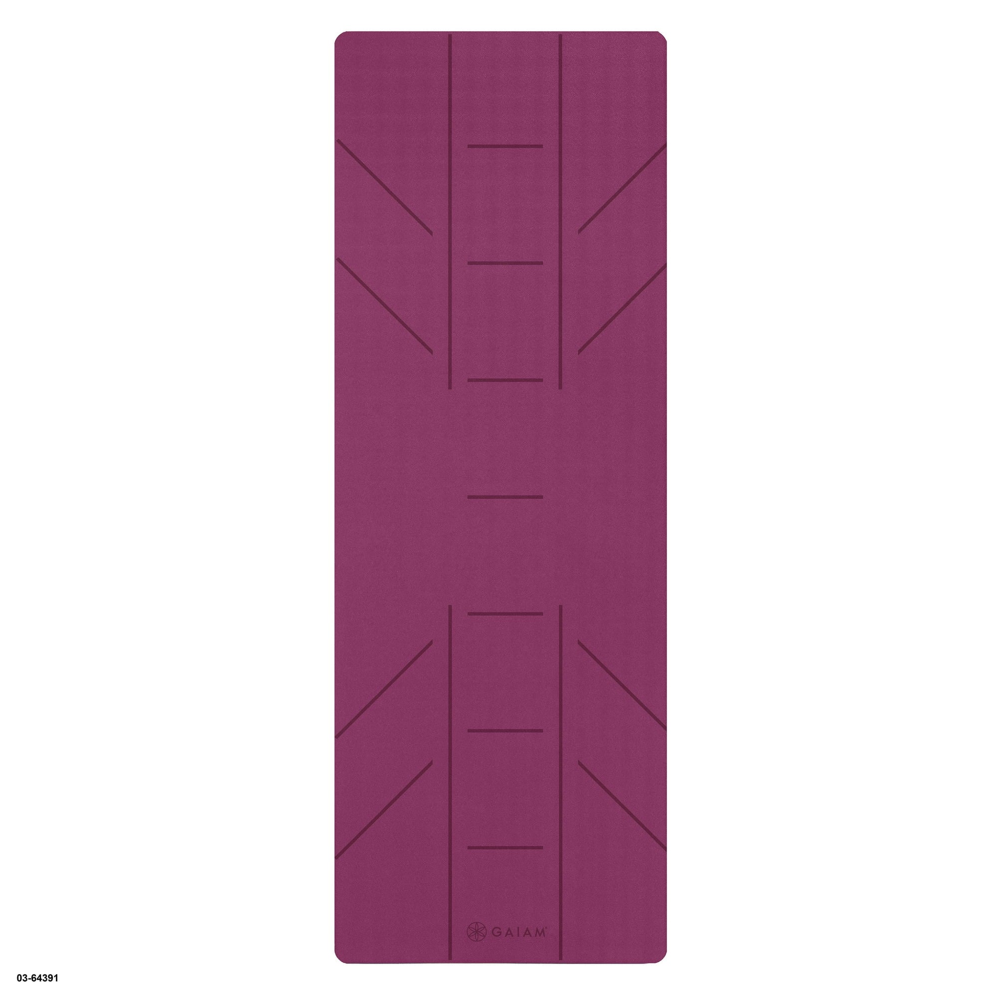 Gaiam 03-64391W Ultra-Sticky Alignment Yoga Mat, Fuchsia, 6mm