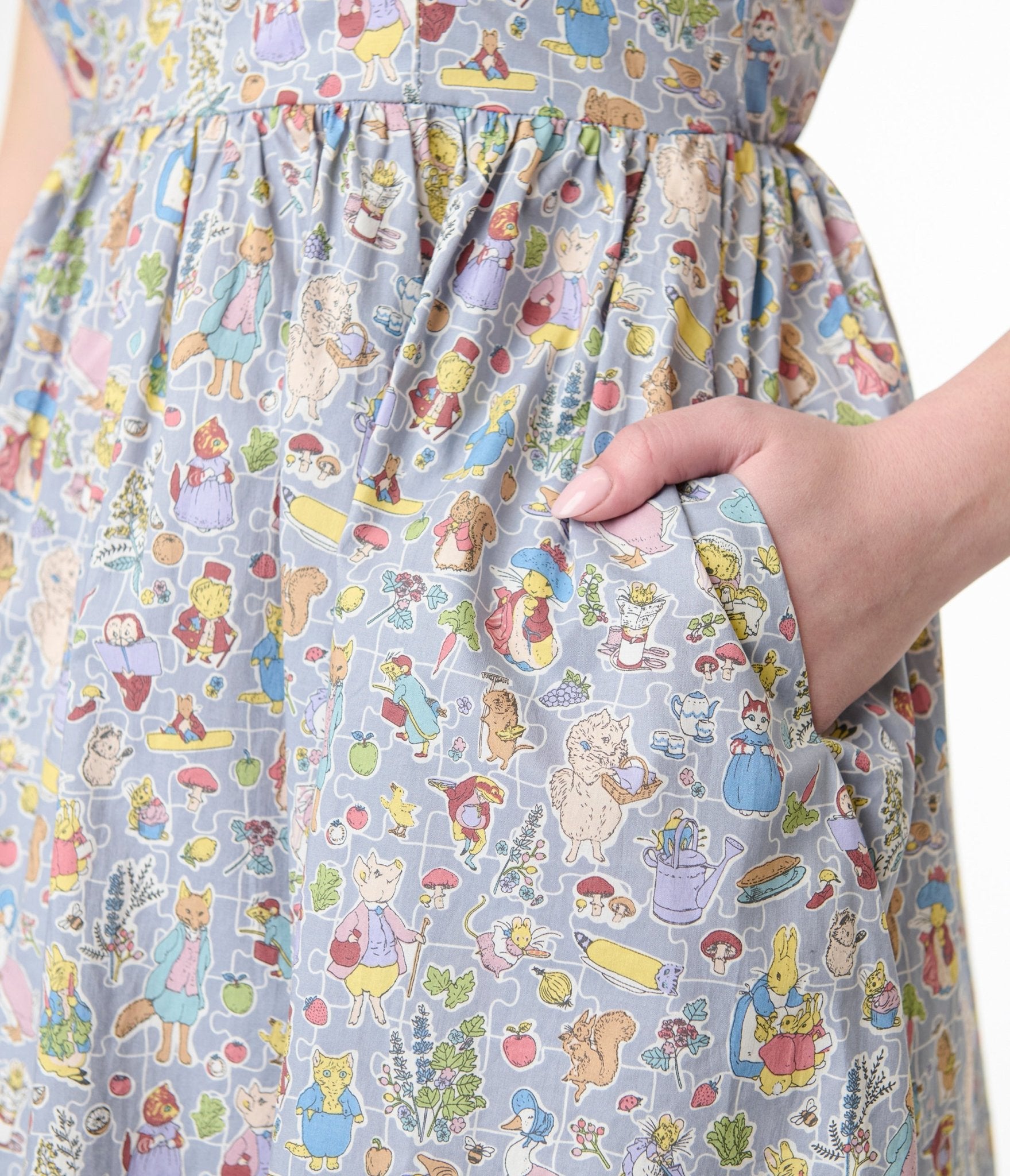 1950s Ice Blue Wonderland Print Fit & Flare Dress