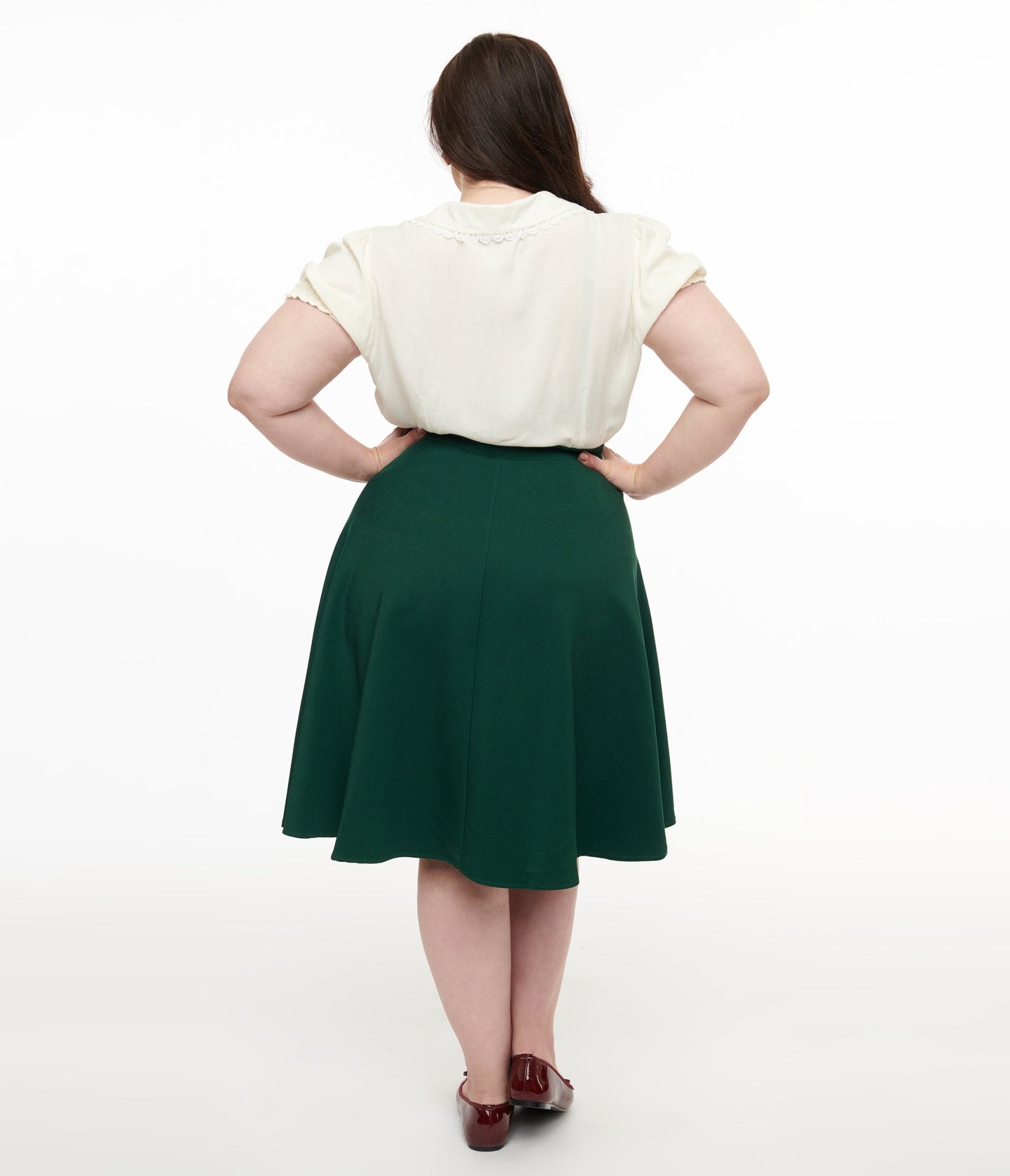 Hell Bunny Plus Size 1950s Green Ravenwood Swing Skirt