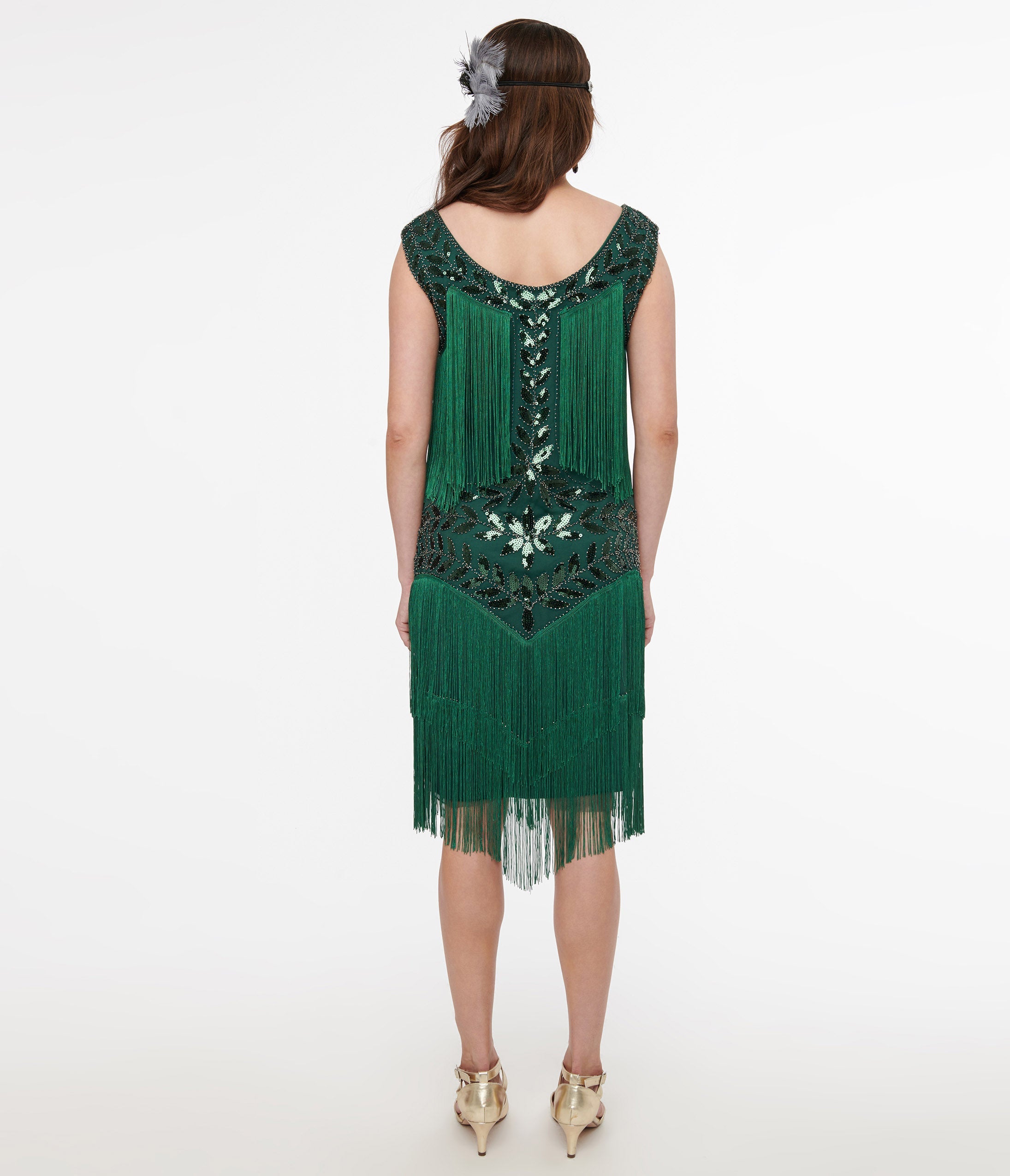 Green Beaded Fringe Flapper Dress