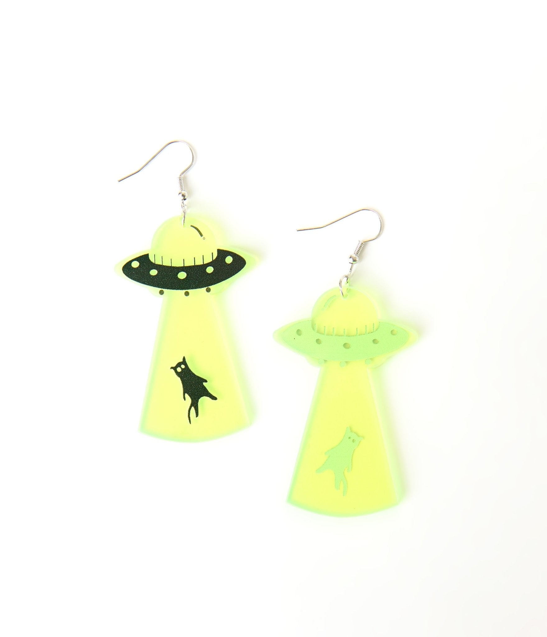 UFO Black Cat Abduction Earrings