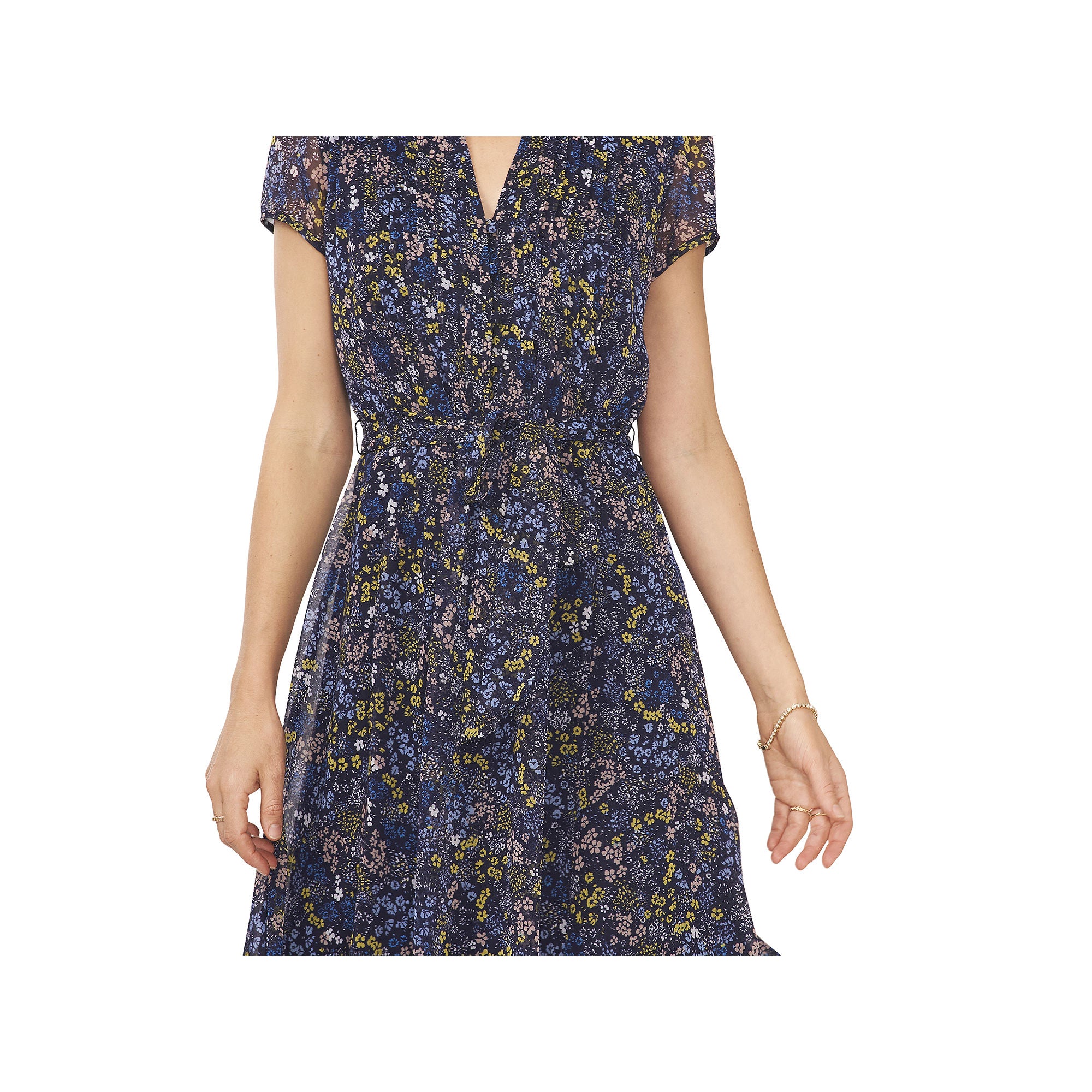 Msk Womens Floral A-Line Dress - DENIM YELLOW 18