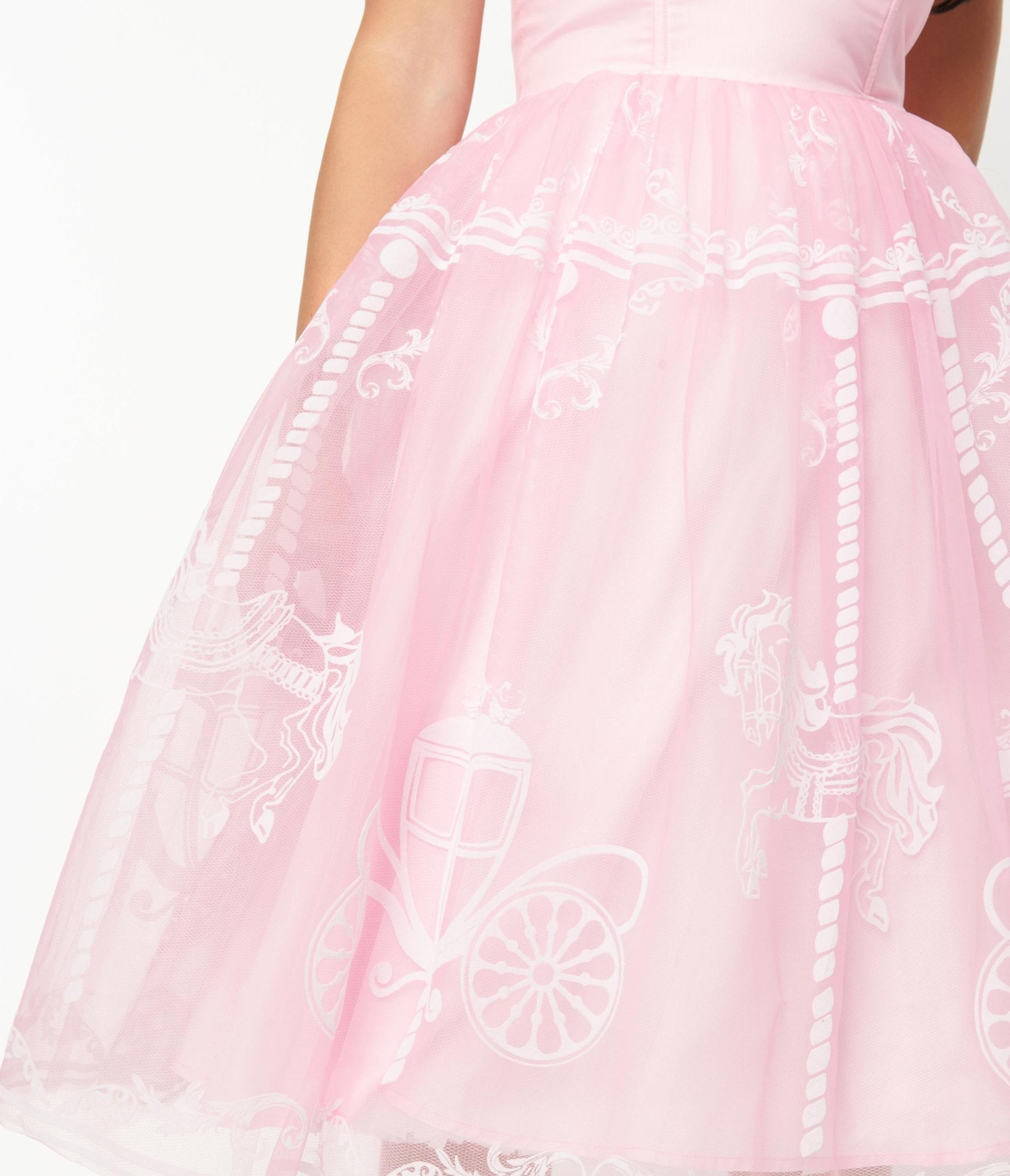 Unique Vintage Pink Carousel Bertie Swing Dress