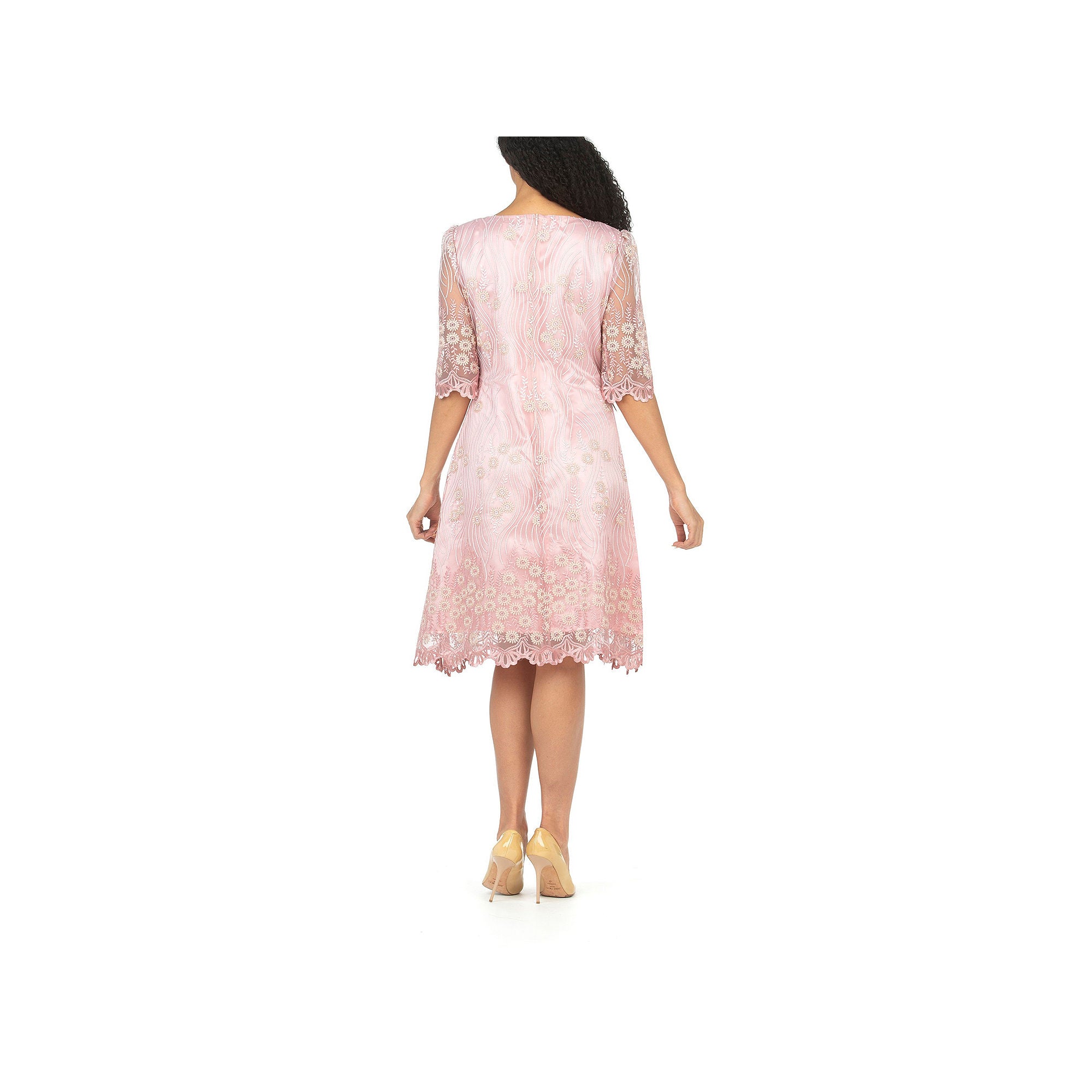 Giovanna Signature Short Sleeve Midi Shift Dress - Soft Pink 8