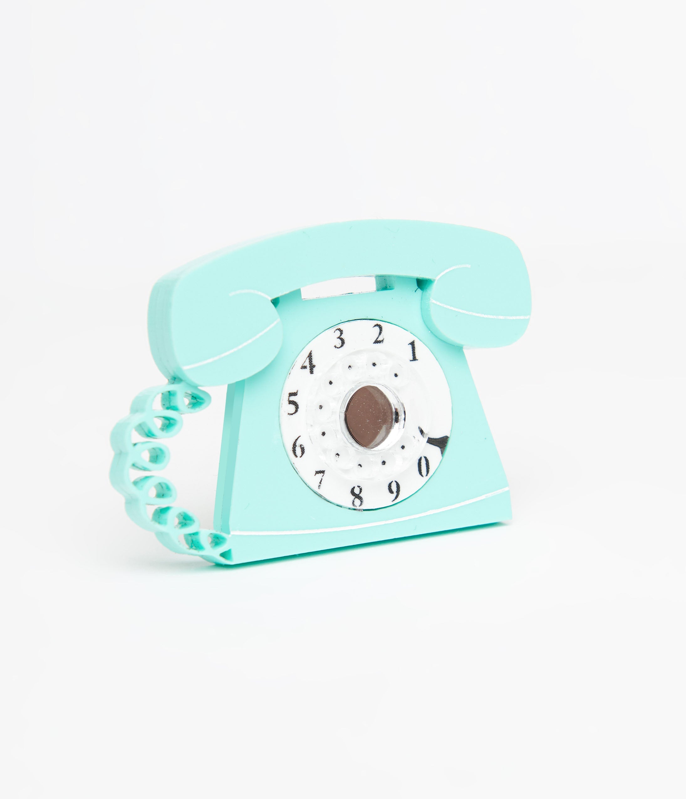 1950s Retro Mint Blue Telephone Brooch