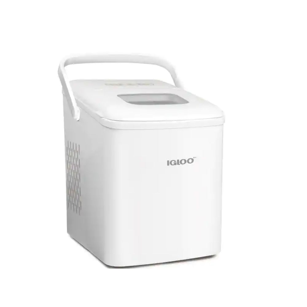 Igloo IGLICEB26HNWH 26 lbs. Self Cleaning Ice Maker with Carrying Handle, White