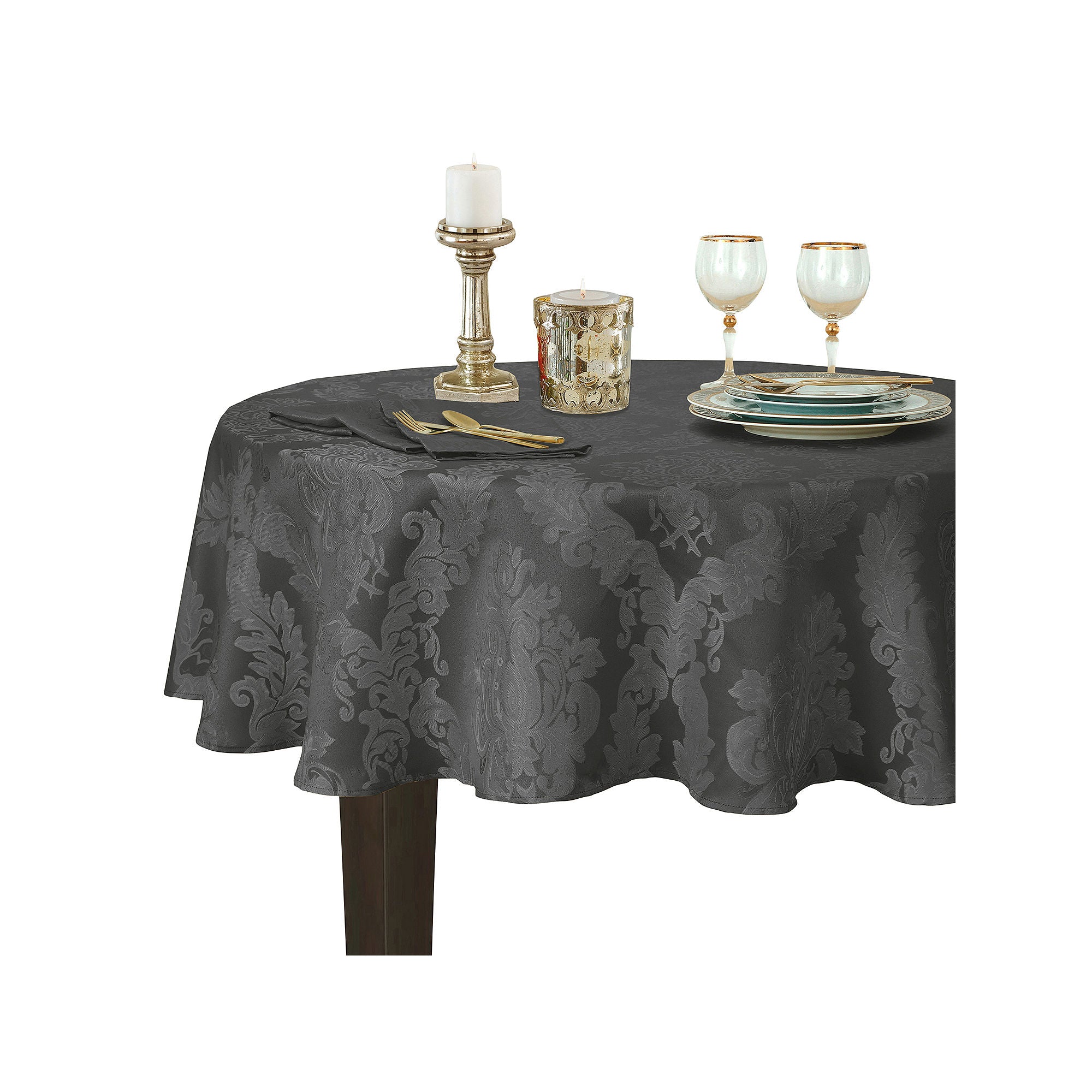 Elrene Home Fashions Barcelona Jacquard Damask Tablecloth - GRAY ONE SIZE