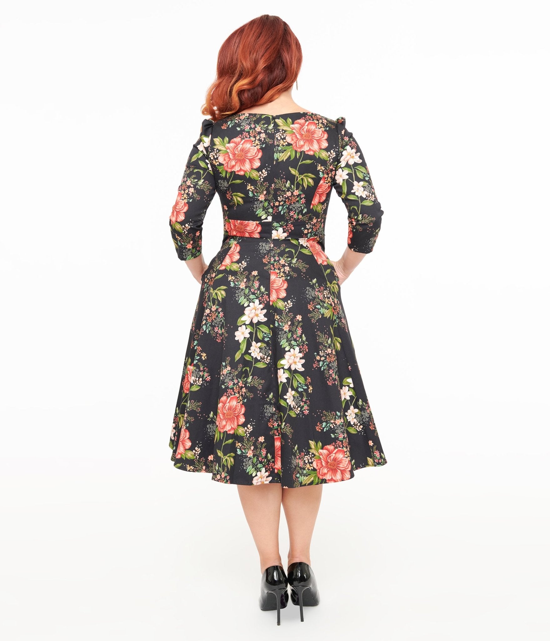 Hearts & Roses Winter Floral Isla Swing Dress