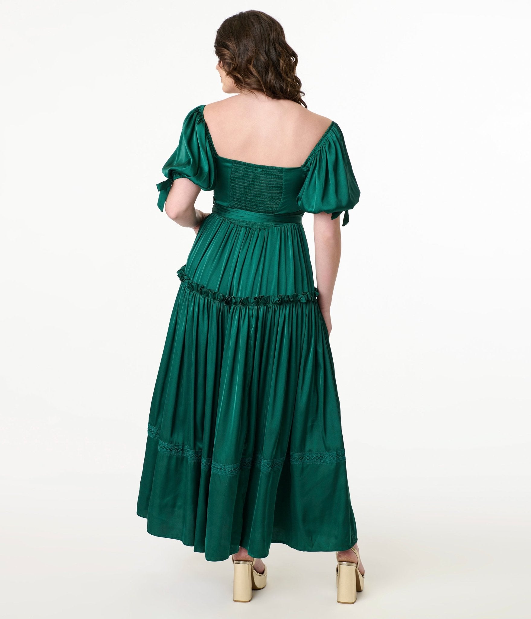 Miss Candyholic Emerald Satin Goddess Gown