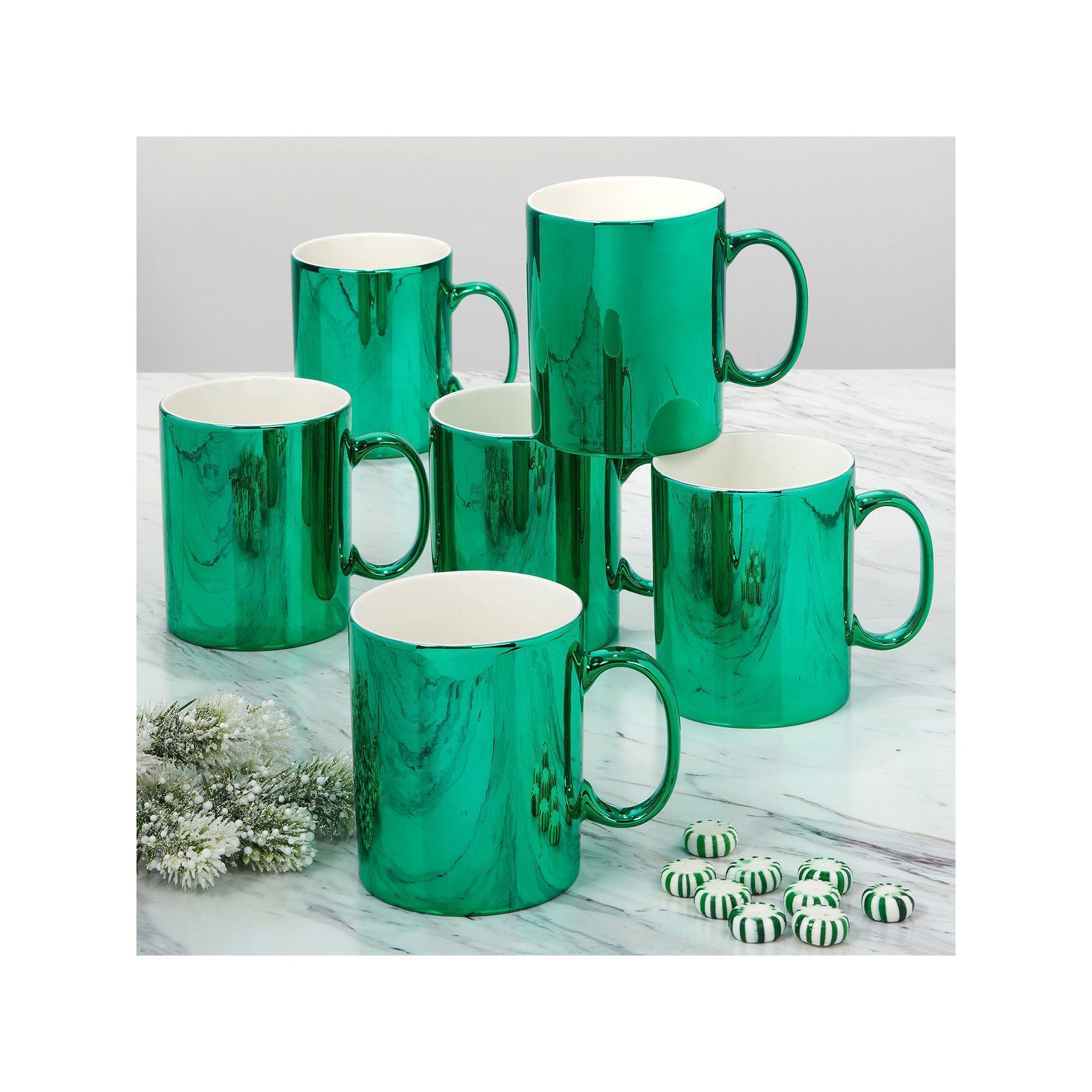 Certified International Holiday Lights 6-Pc. Coffee Mug 27041SET6 - GREEN ONE SIZE