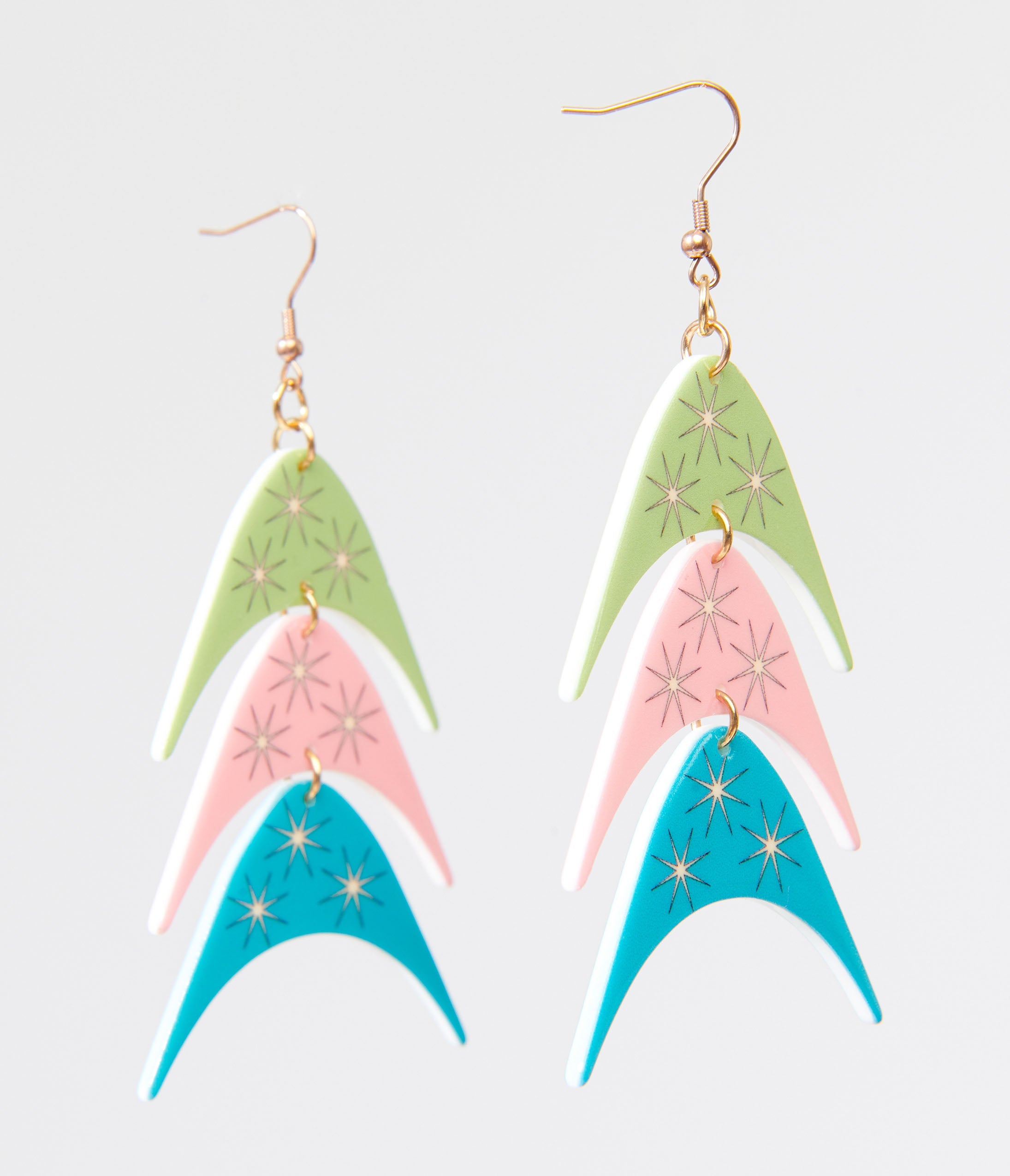 1950s Multicolor Boomerang Trio Earrings