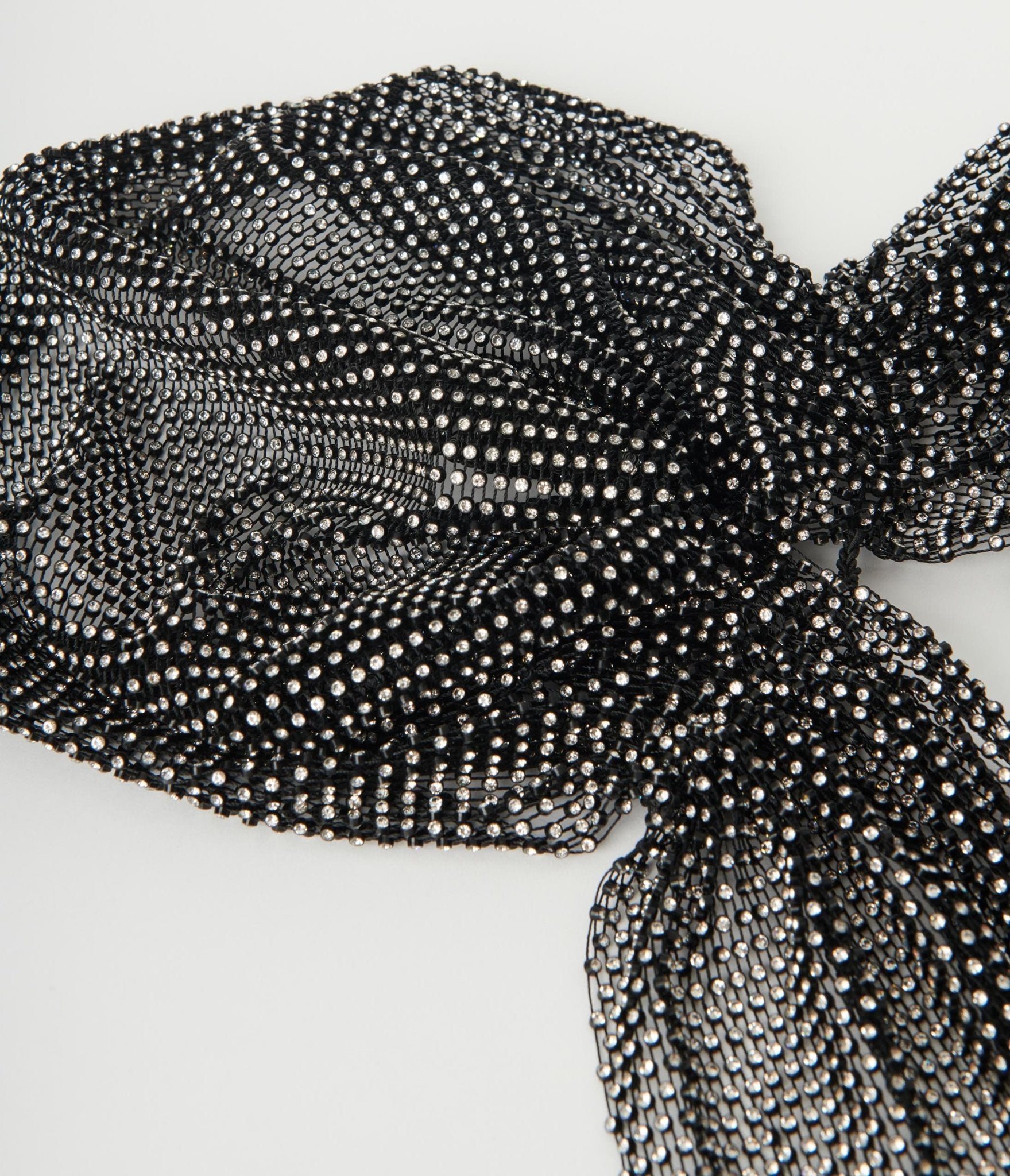 Black Mesh & Silver Rhinestone Headscarf