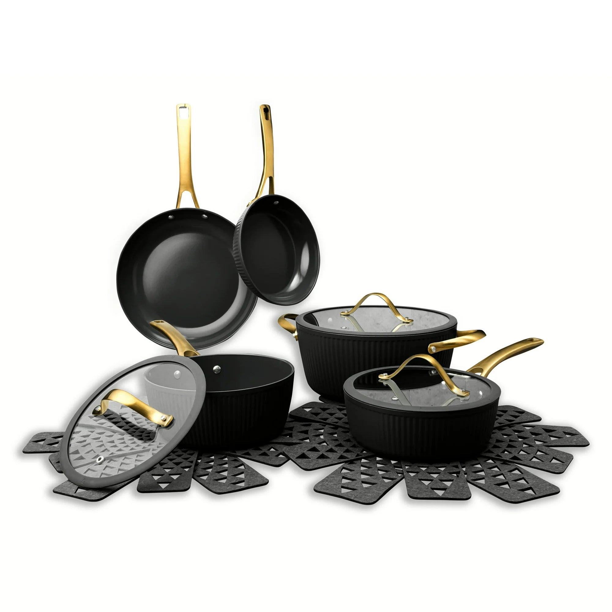 Thyme & Table TT1152RP-ECOM 12 Piece Nonstick Aluminum Cookware Set, Rose Gold