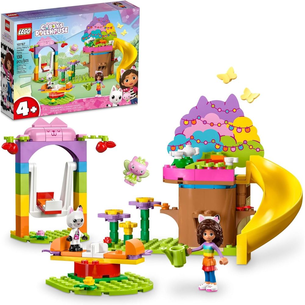 LEGO 6427549 Gabby's Dollhouse Kitty Fairys Garden Party 10787 Building Toy with Tree House, Swing, Slide, and Merry-Go-Round, Includes Gabby and Pandy Paws, Birthday Gift, Sensory Toy for Kids Ages 4
