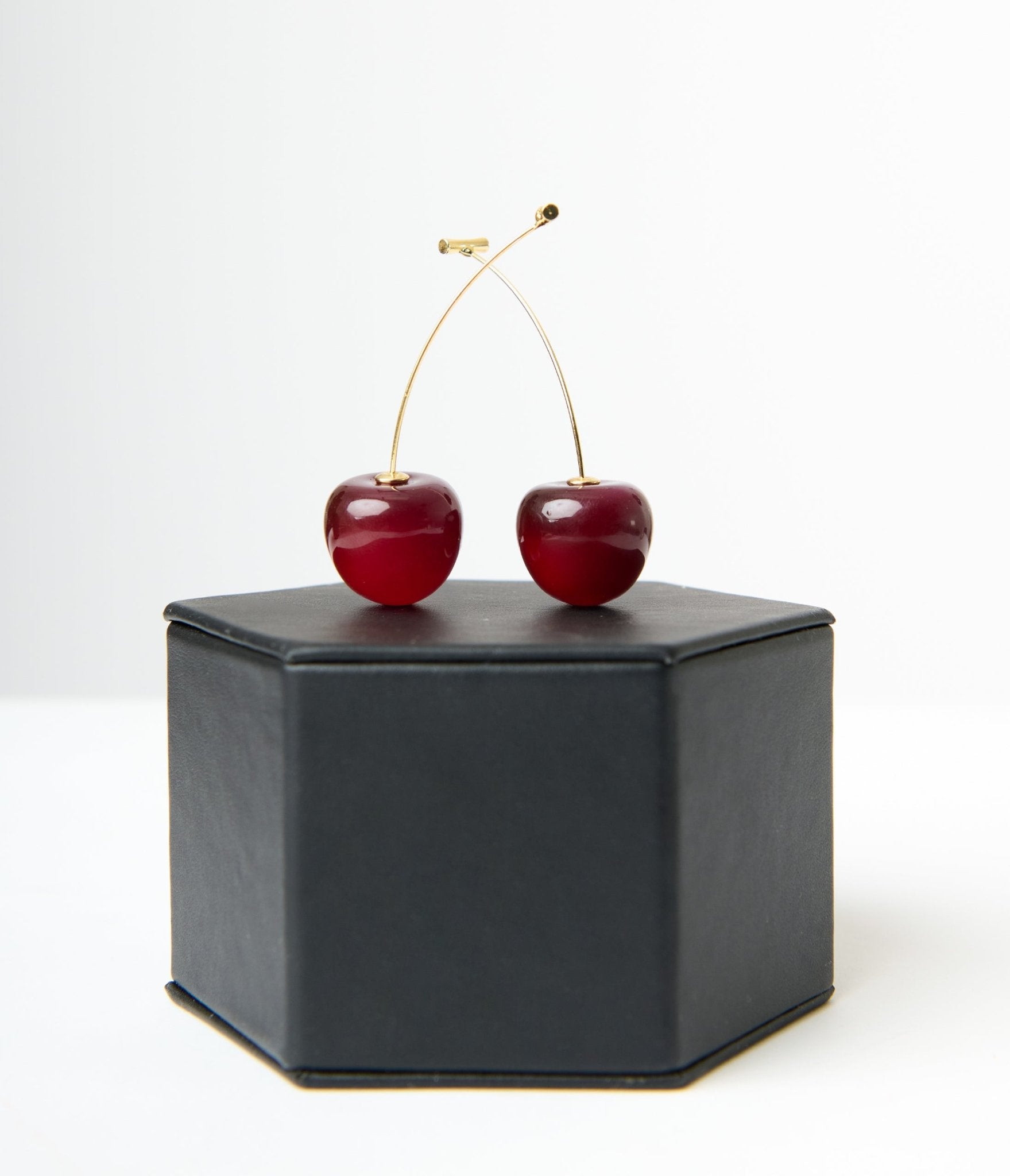 Gold Stem Cherry Earrings