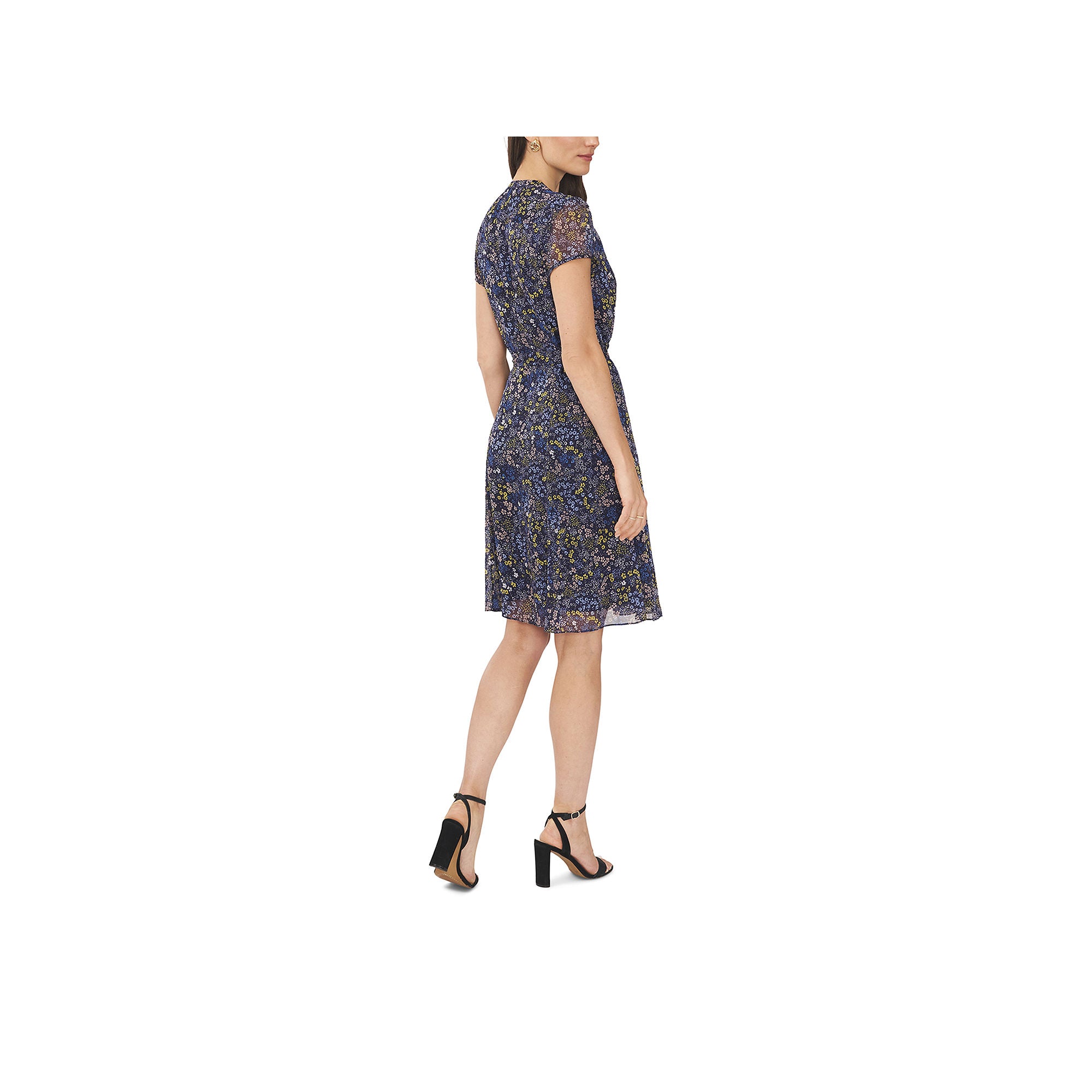 Msk Womens Floral A-Line Dress - DENIM YELLOW 18