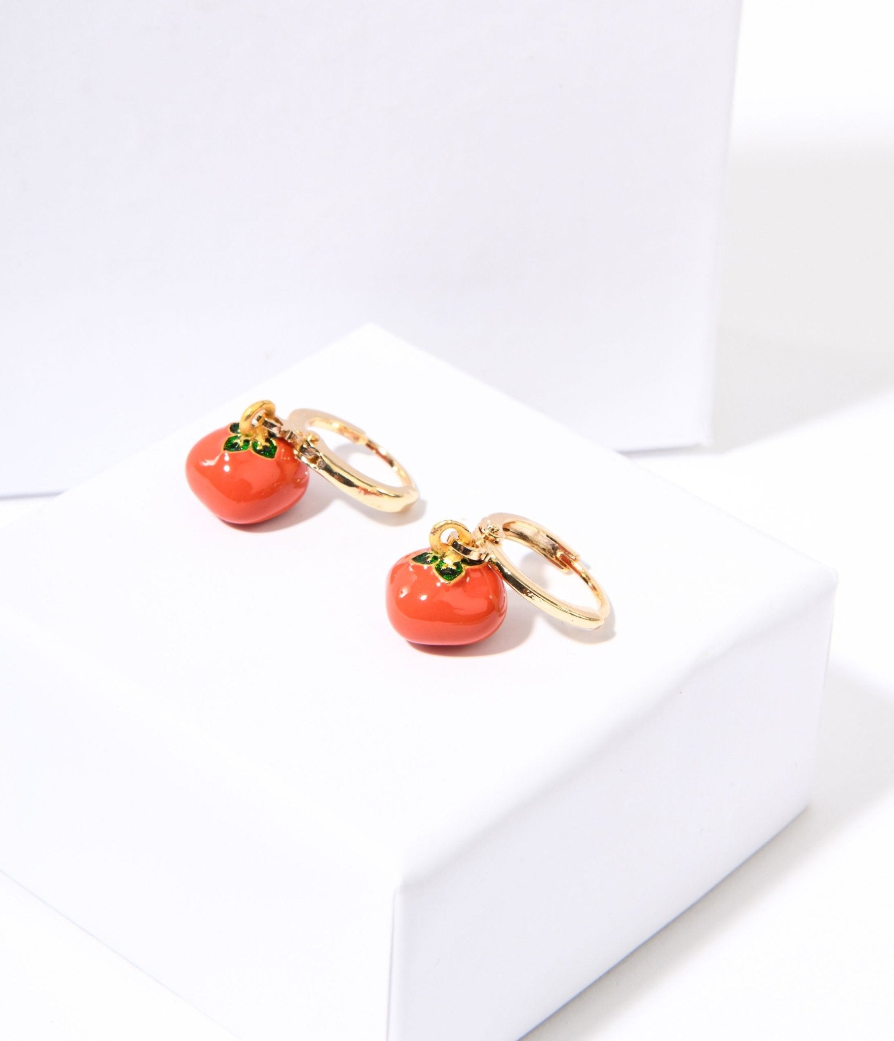 Tomato Huggie Drop Earrings