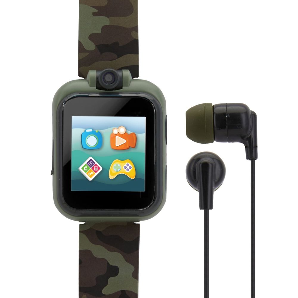 iTech Junior 900230M-40-644 Boys Earbuds & Smartwatch Set - Green Camouflage