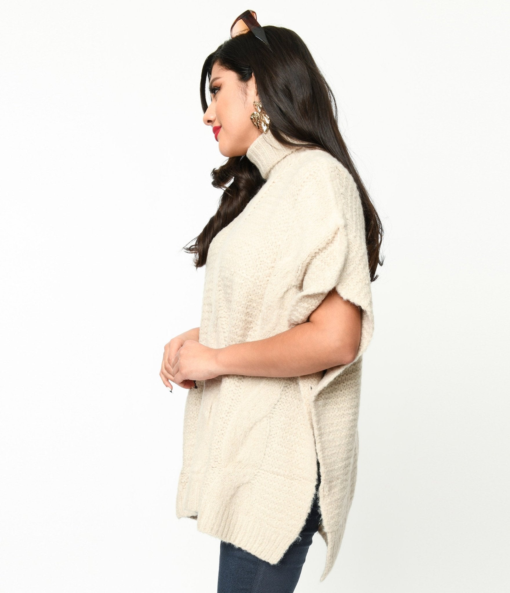 Cream Cable Knit Turtle Neck Sweater