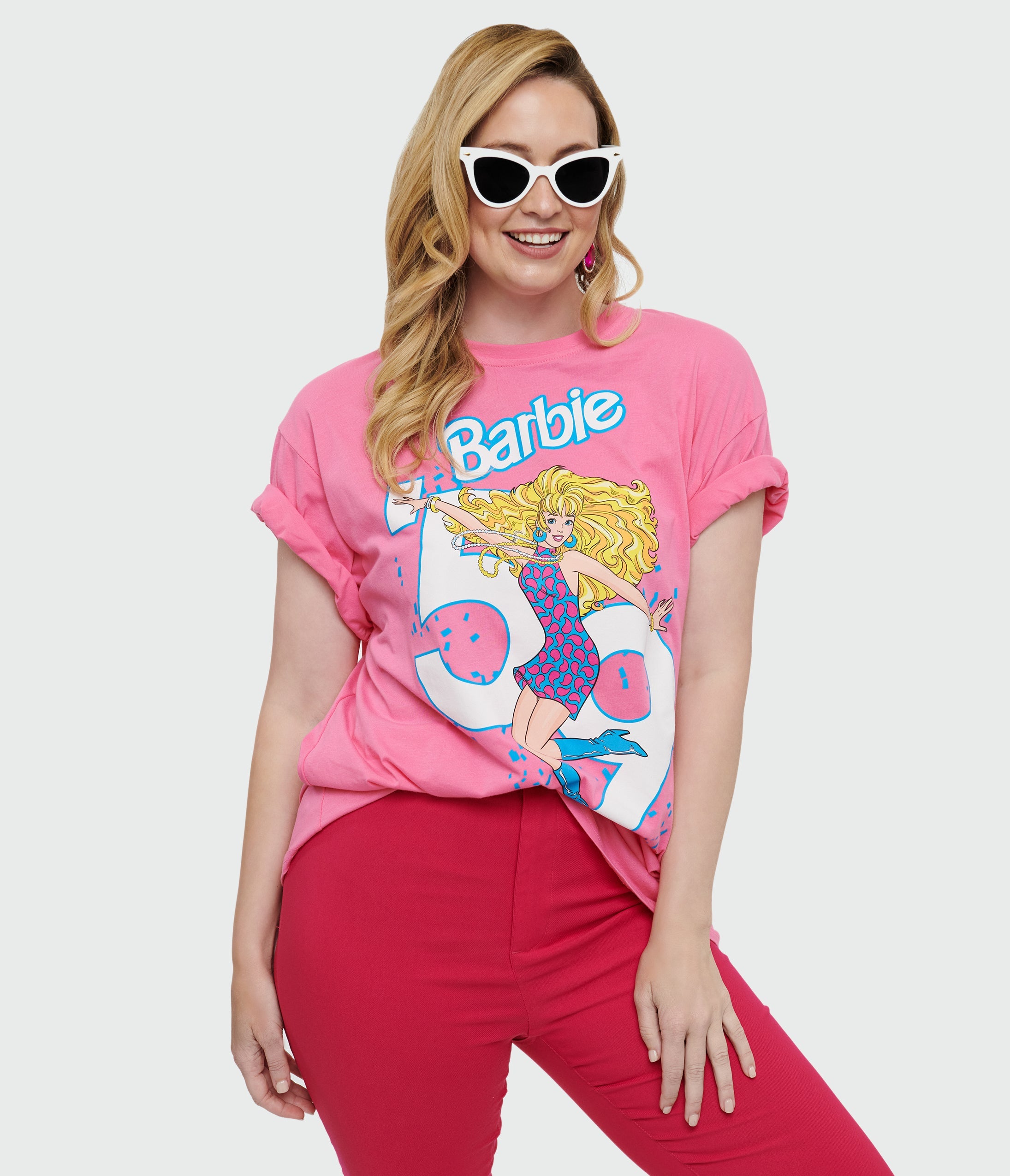 Cakeworthy Pink Barbie Birthday Oversized Graphic Tee