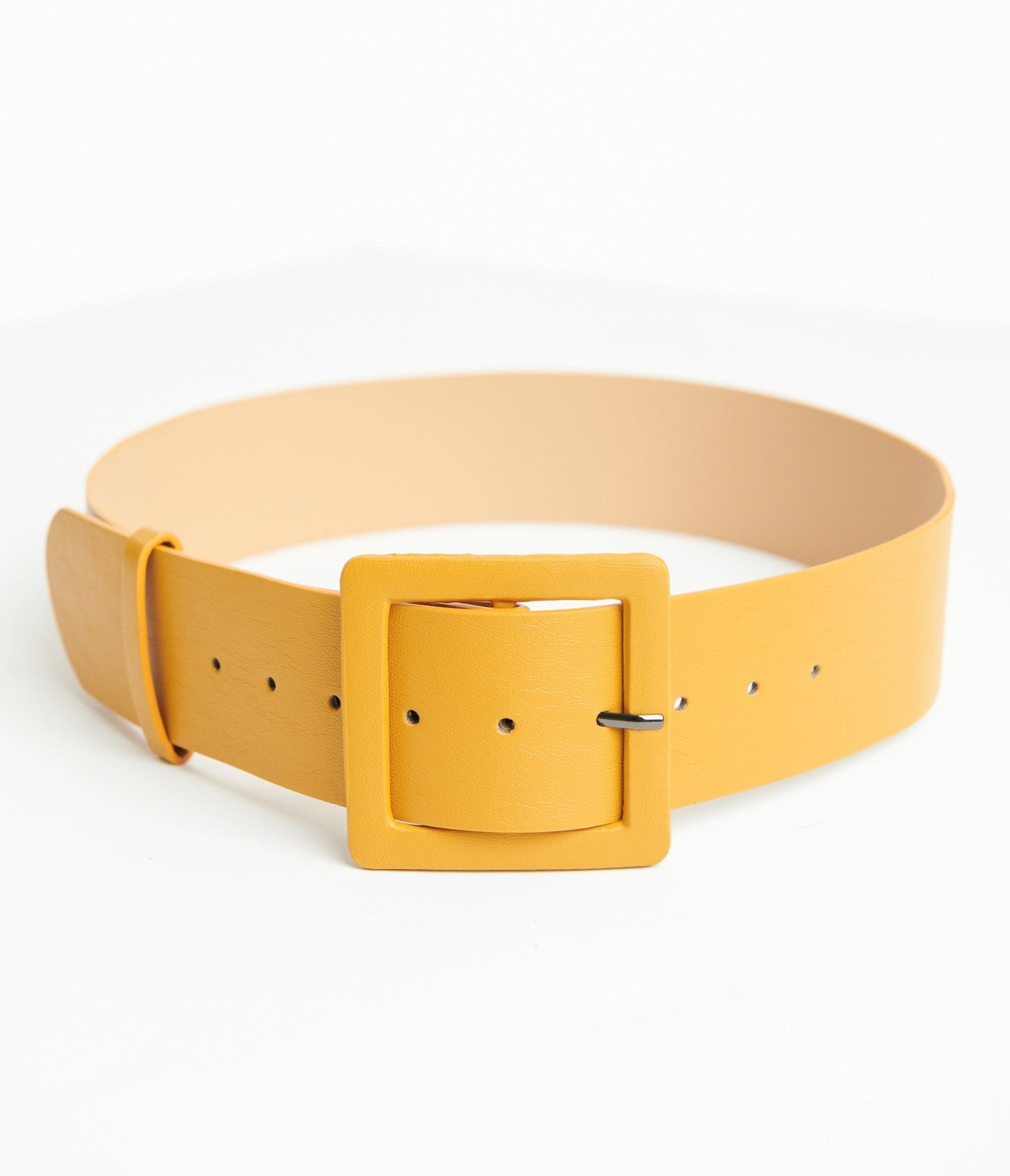 Mustard Leatherette Wide Belt