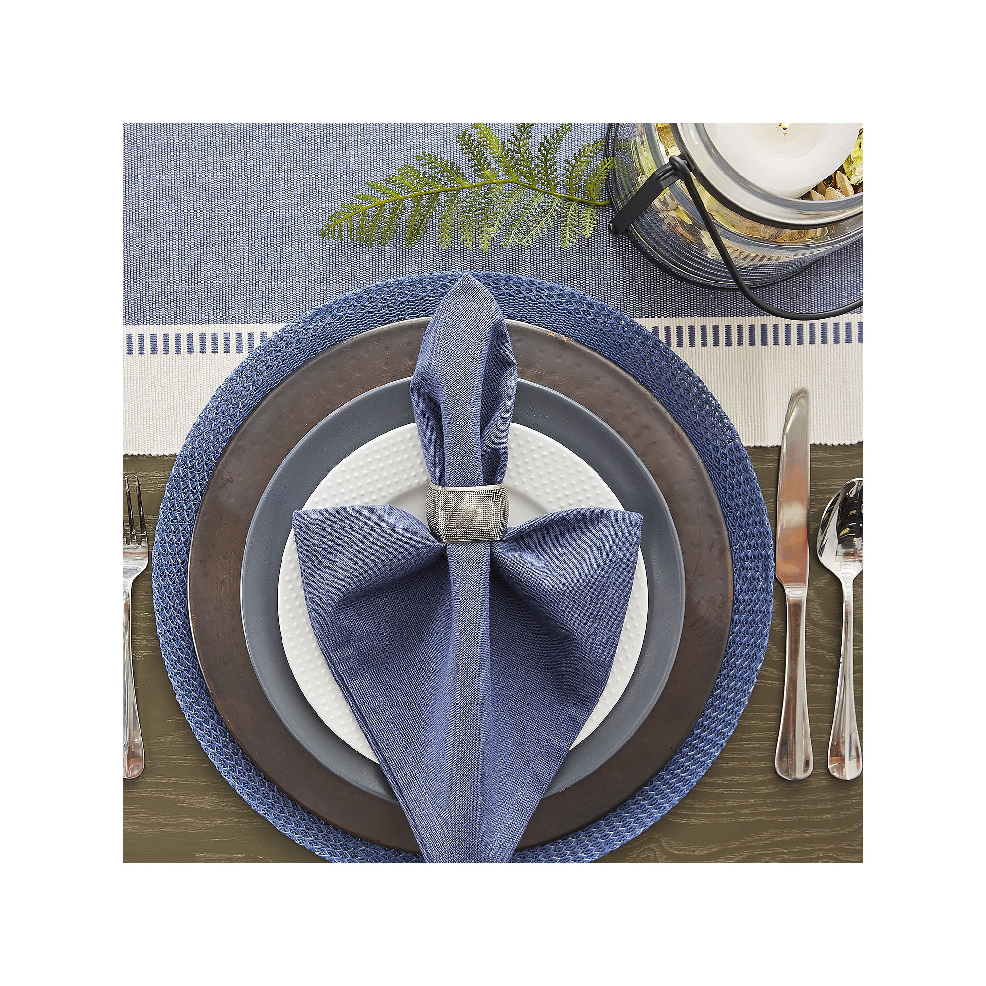 Design Imports French Blue Floral Woven Round 6-Pc. Placemats - FRENCH BLUE ONE SIZE