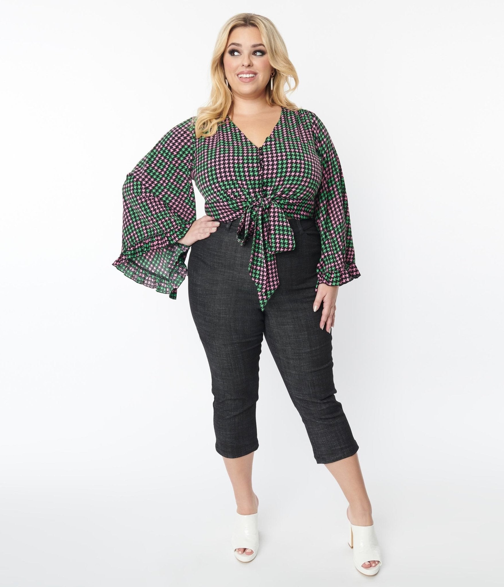 Smak Parlour Plus Size Black Denim Capris