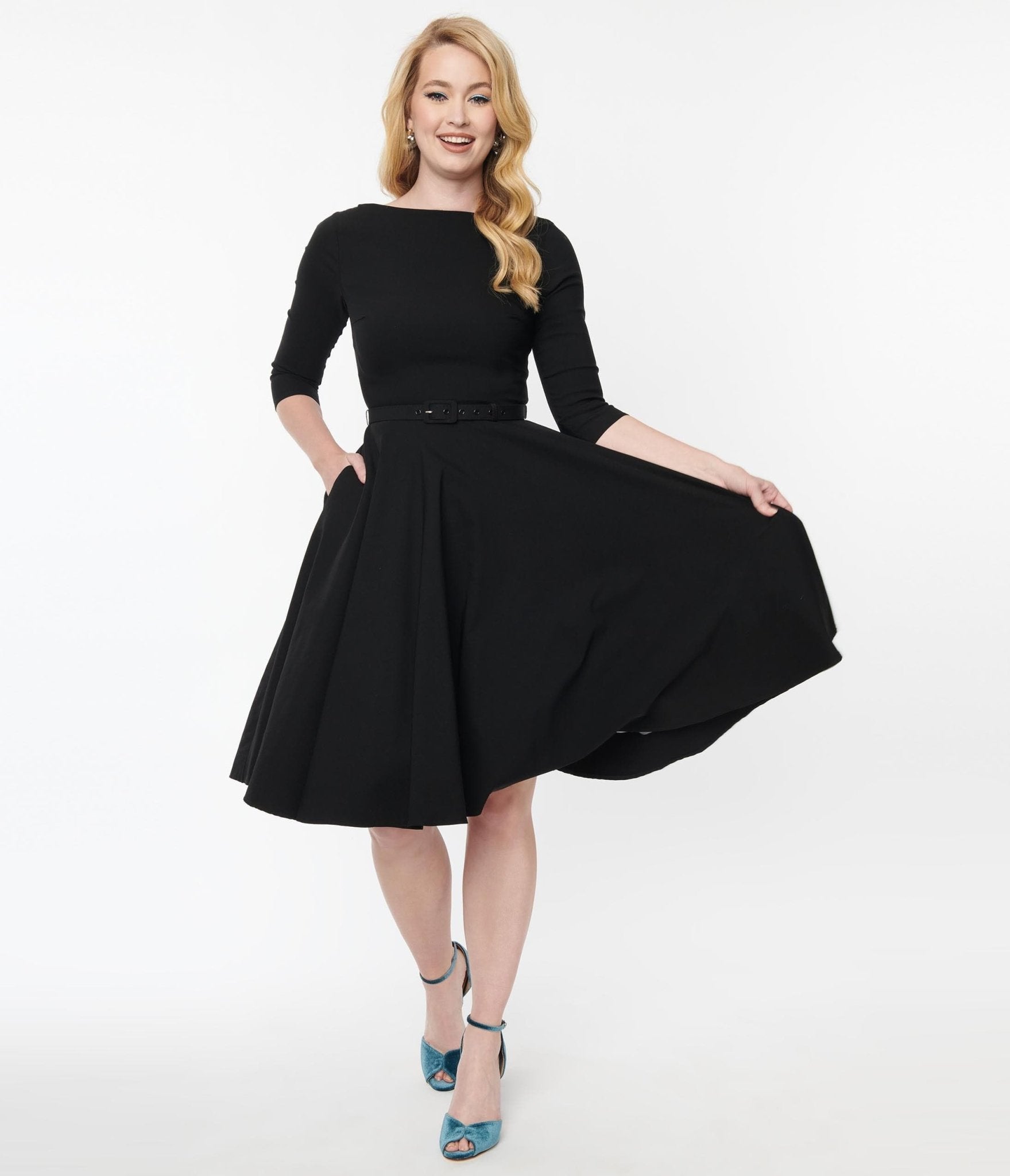 Unique Vintage Black Devon Swing Dress