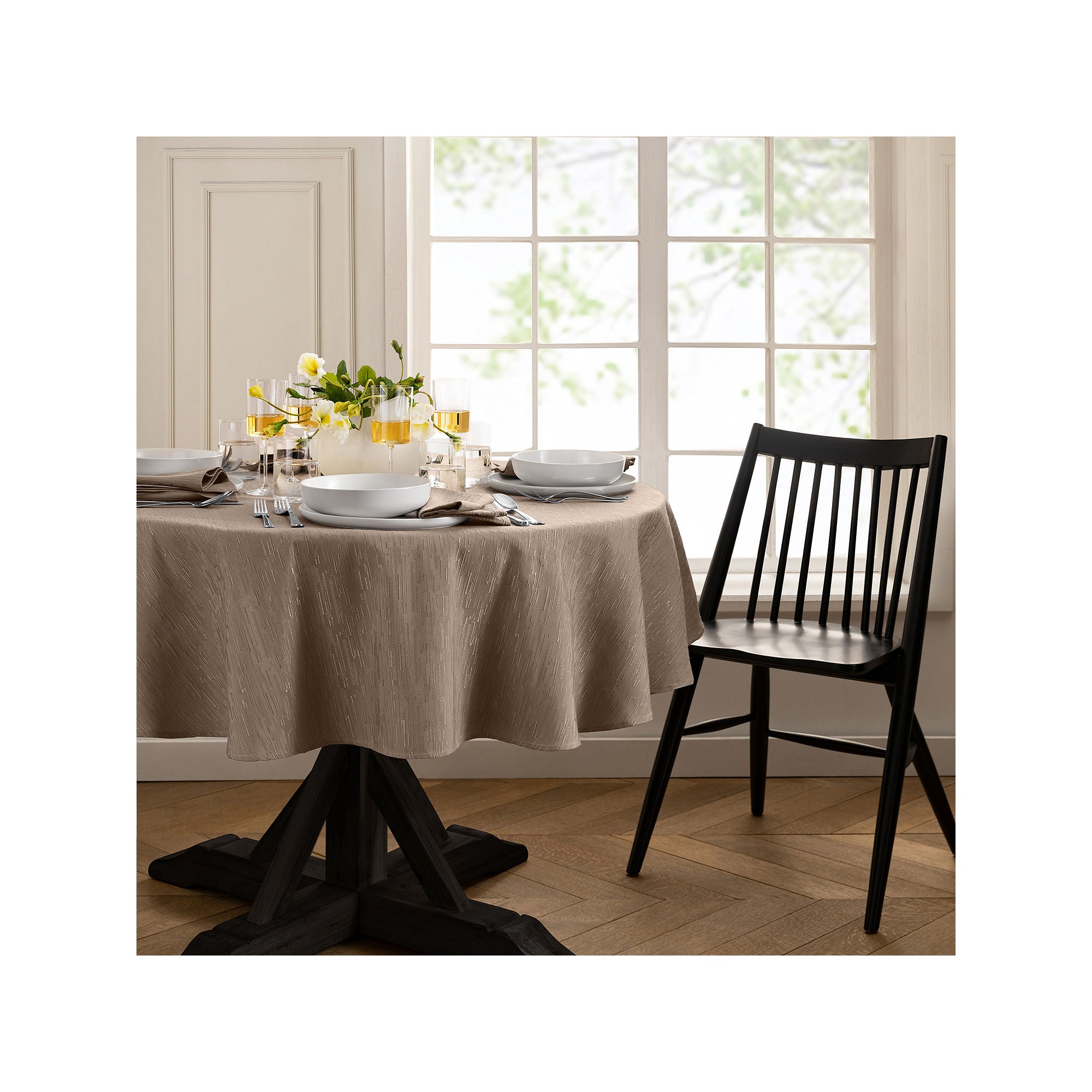 Elrene Home Fashions Water & Stain Resistant Continental Tablecloth - TAUPE ONE SIZE