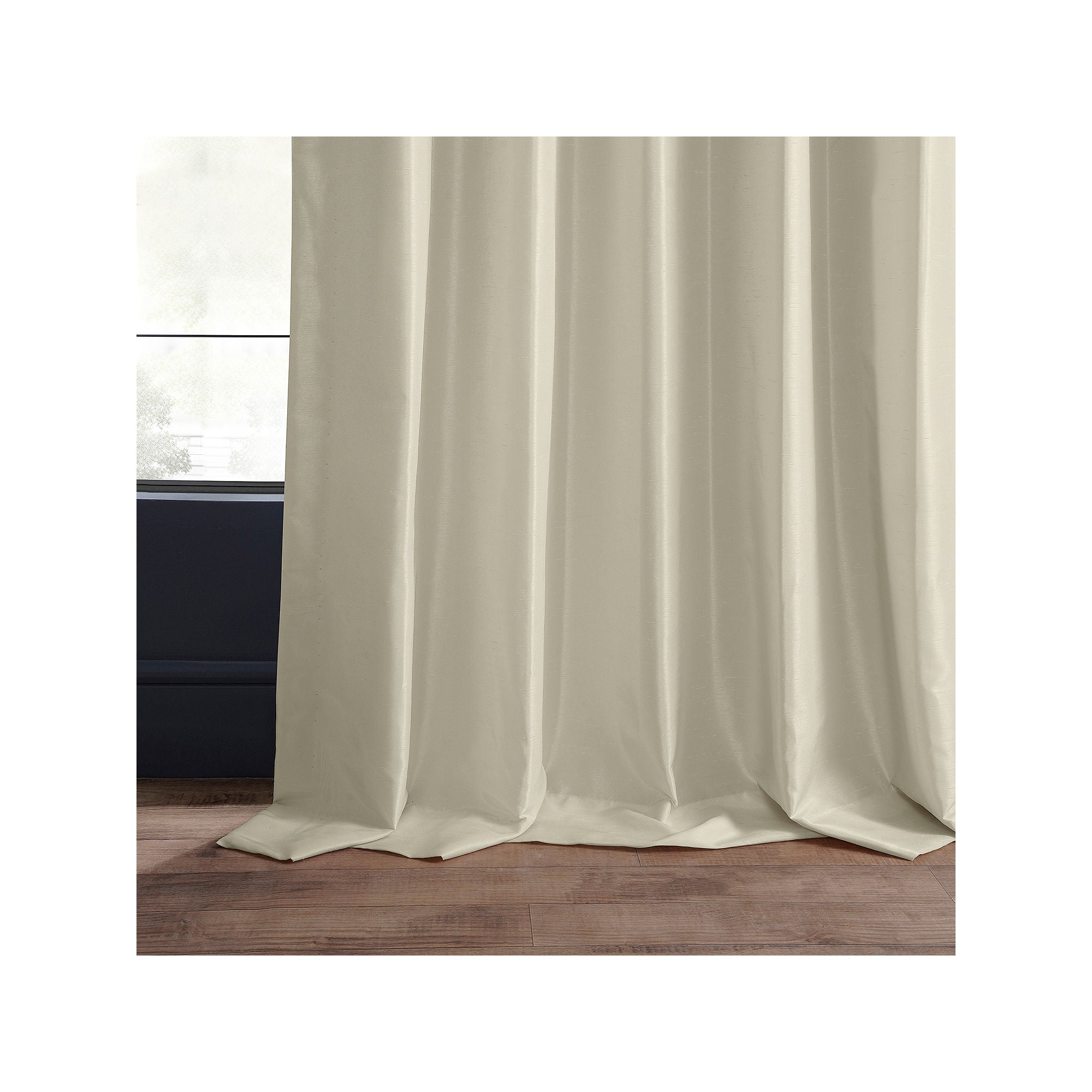 Exclusive Fabrics & Furnishing Pleated Vintage Textured Faux Dupioni Energy Saving Blackout Pinch Pleat Single Curtain Panel - Off White