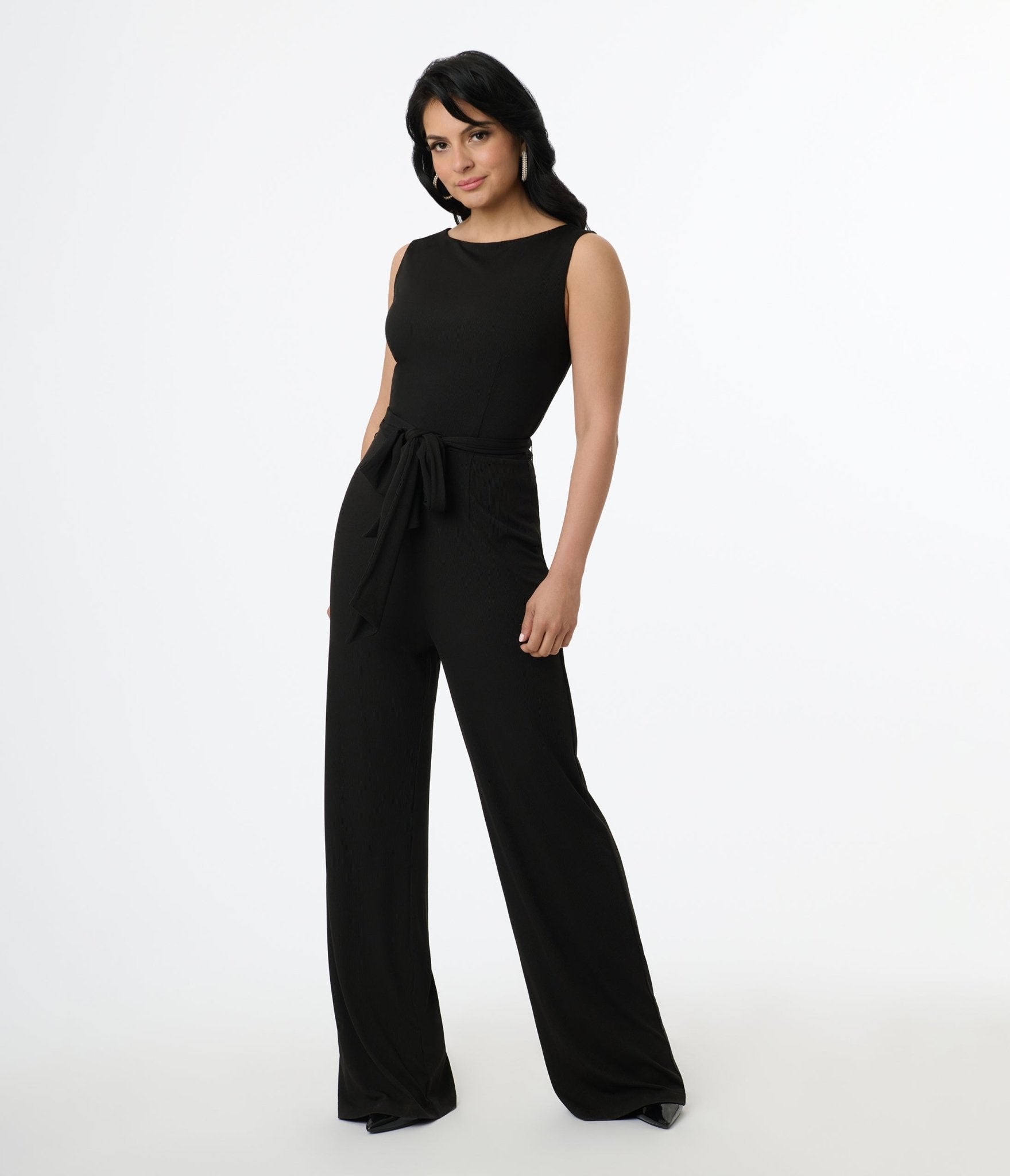 Unique Vintage 1950s Black Boat Neck Jumpsuit