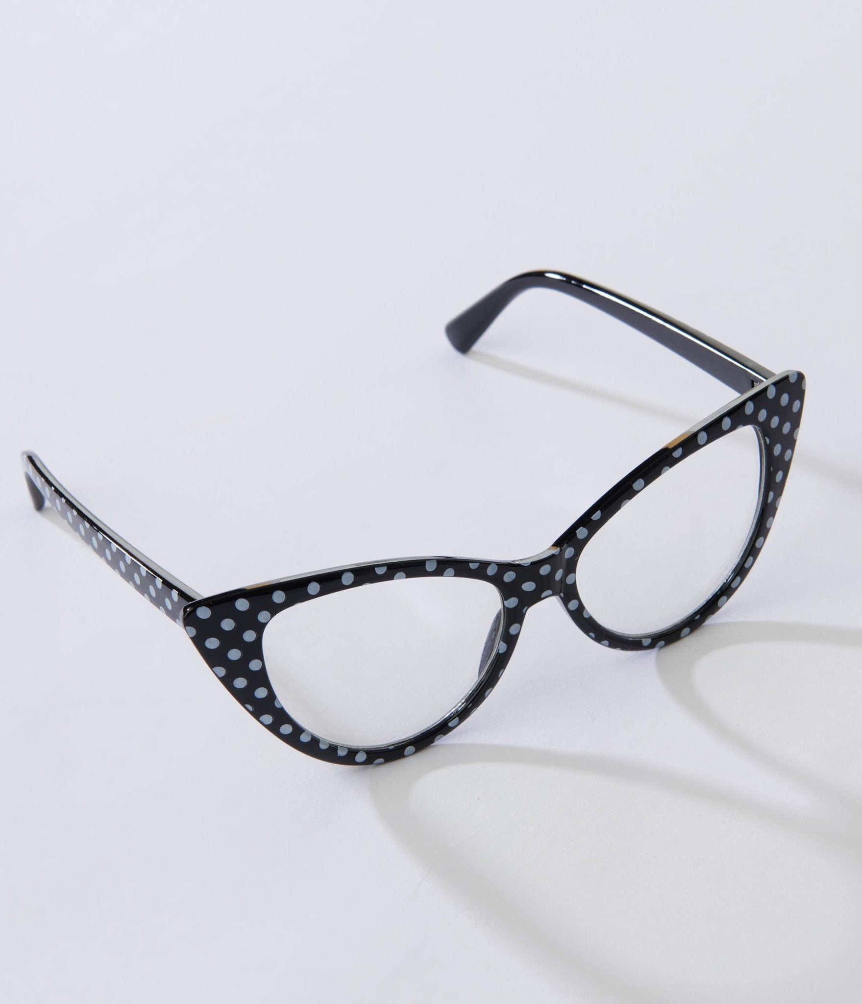 Black & White Polka Dot Cat Eye Glasses