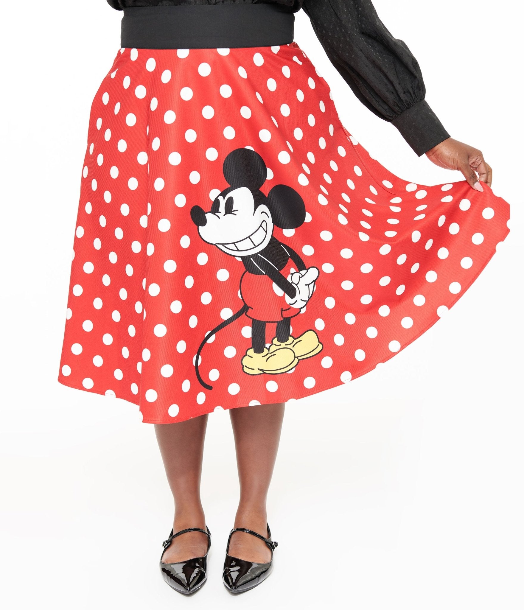 Disney Mickey & Friends Collection by Unique Vintage Plus Size Red & White Polka Dot Mickey Mouse Vivien Swing Skirt