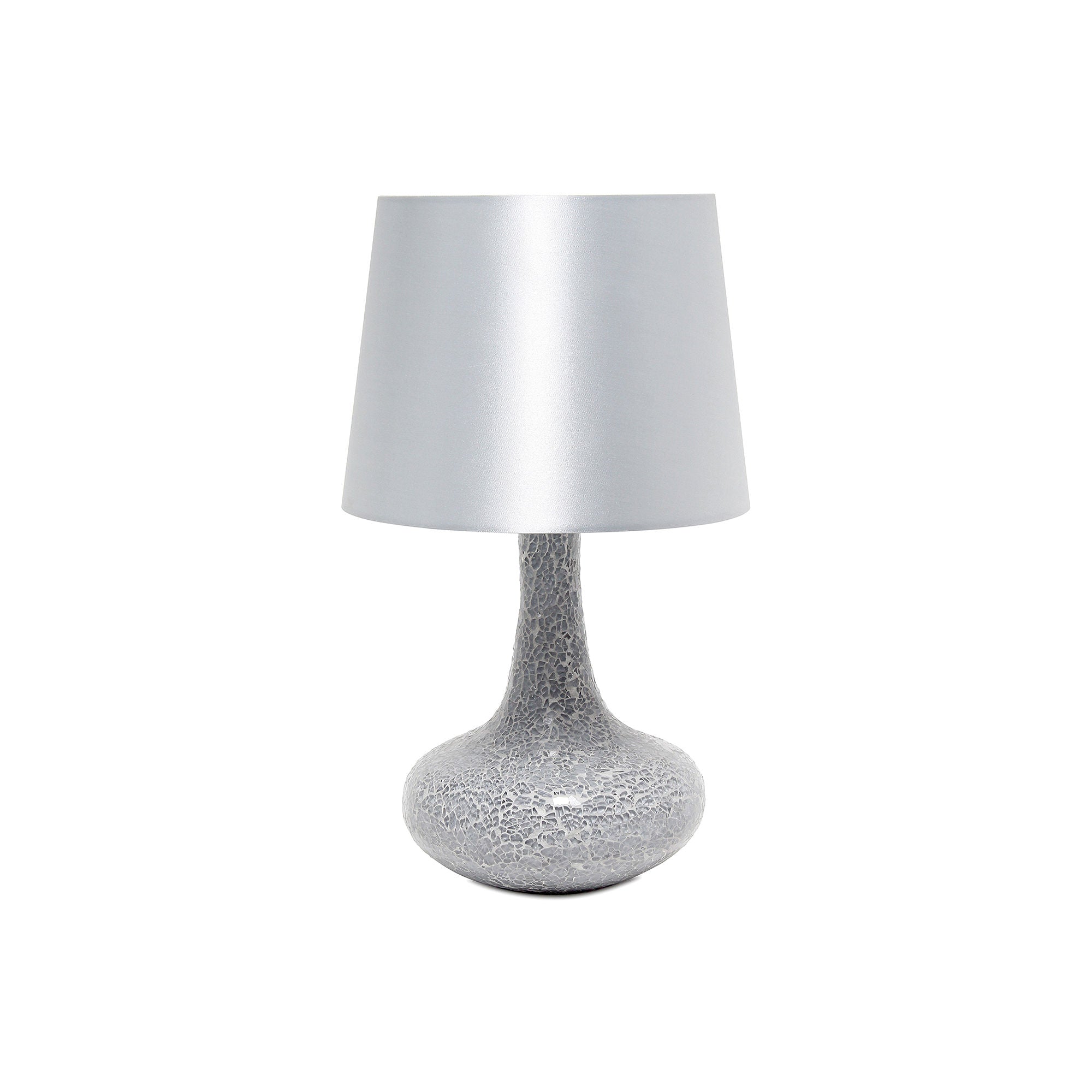 Asstd National Brand Simple Designs Mosaic Tiled Glass Genie Table Lamp With Fabric Shade - GRAY ONE SIZE