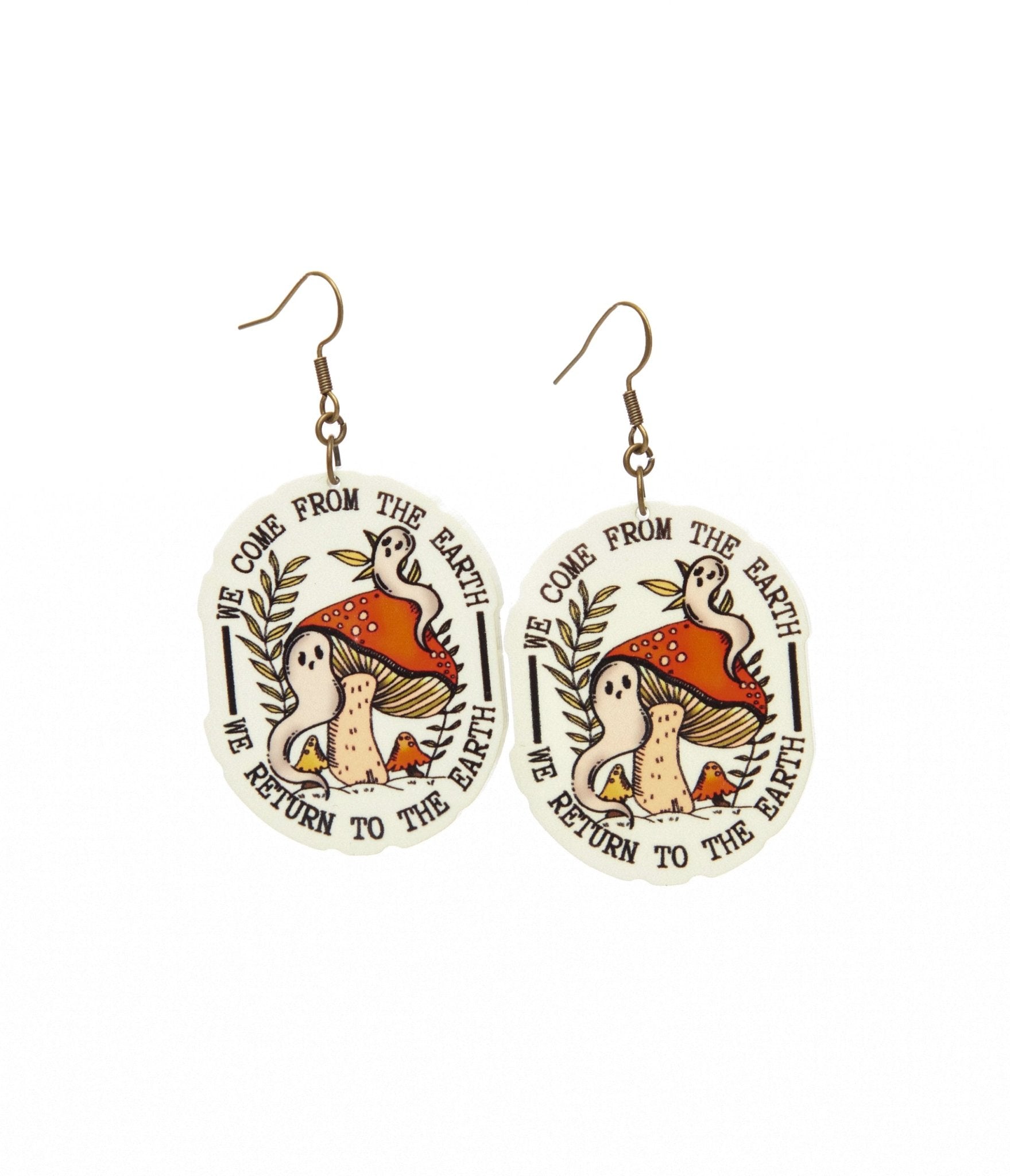 Mushrooms & Ghosties Cottagecore Earrings