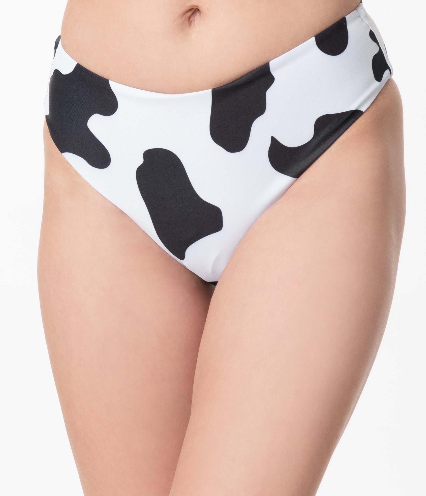 Black & White Cow Print Two Piece Swimsuit