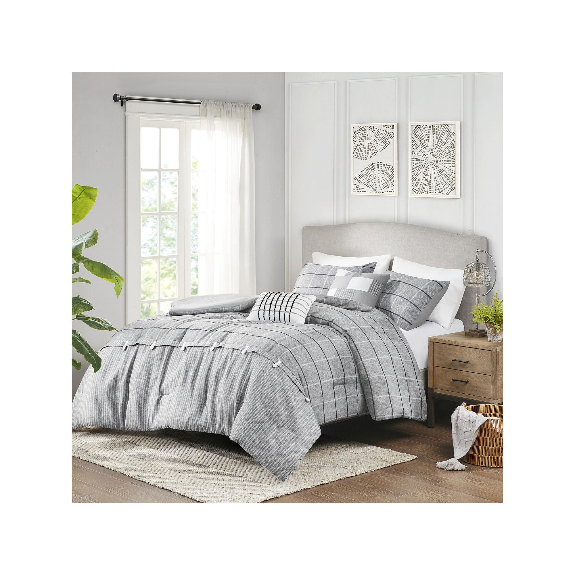 Madison Park Elm Faux Linen 5-Pc. Midweight Comforter Set - Gray