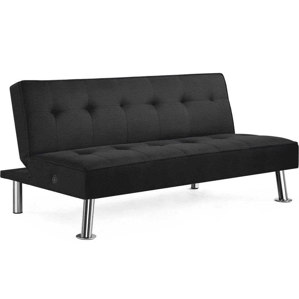 Alden Design TD01gv0001 Modern Fabric Convertible Futon with USB, Black