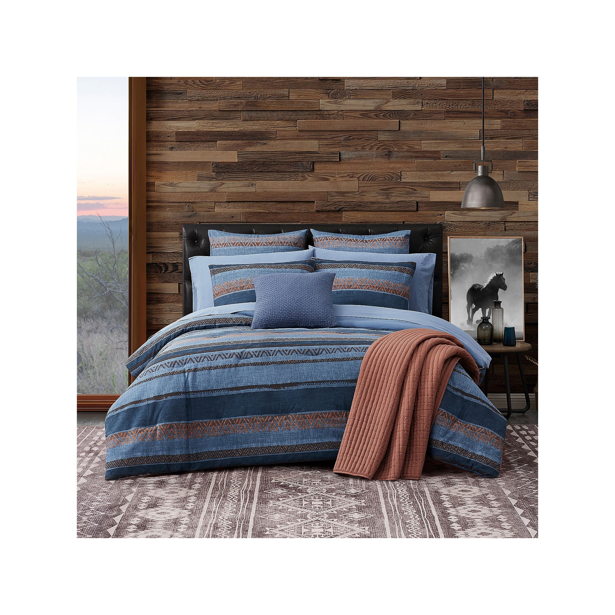 Frye And Co . Jared Stripes Lightweight Comforter Set PEM - INDIGO ONE SIZE