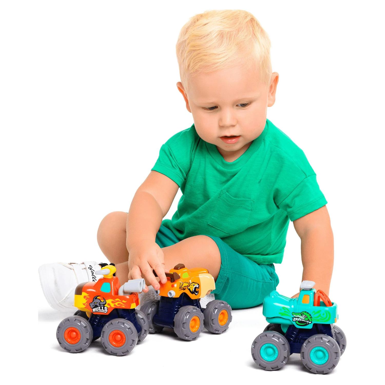 Elalci Trading 3151 Animal Monster Trucks Friction Powered Toy Cars Set Play Vehicle