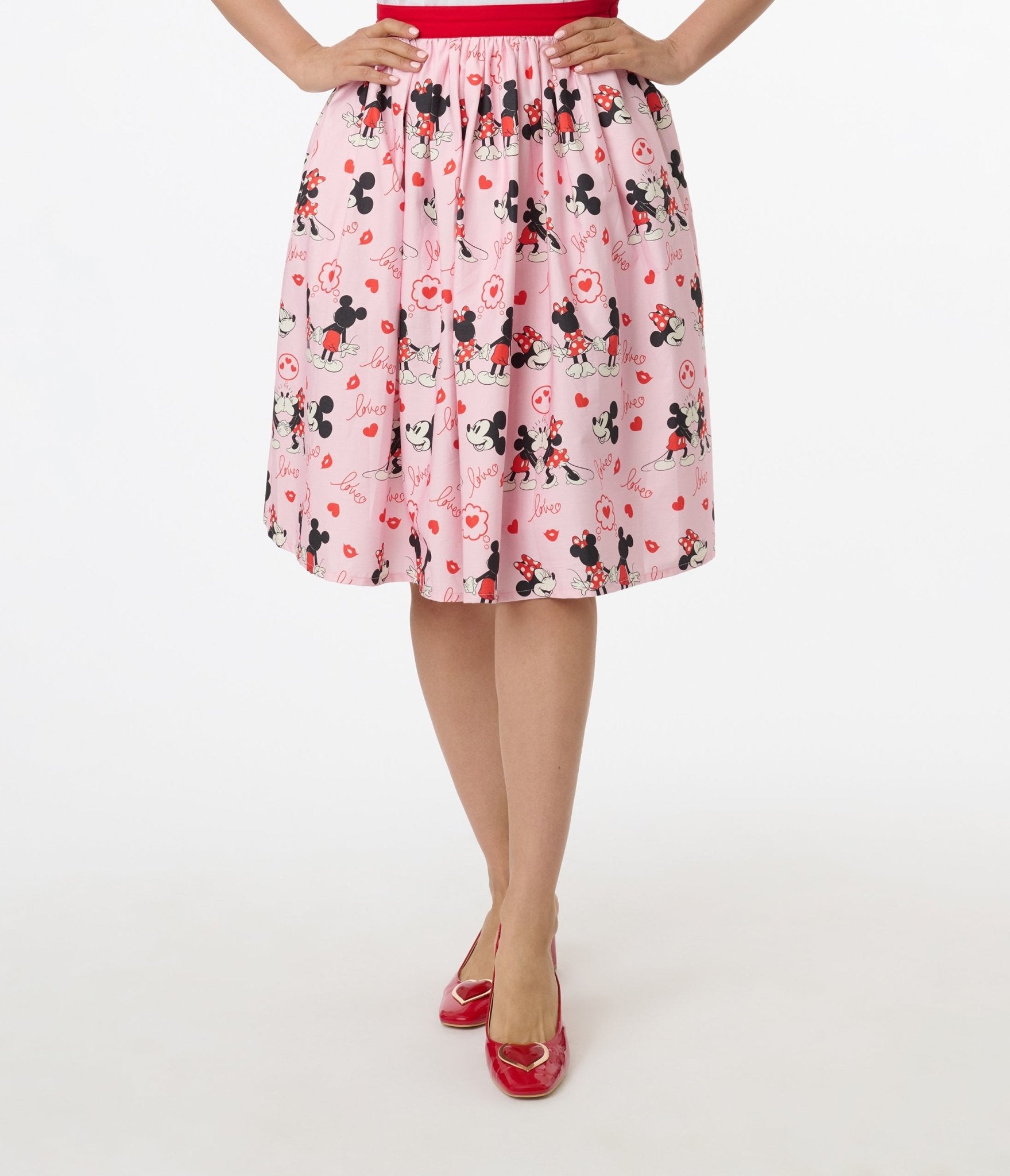 Disney Valentine Collection by Unique Vintage Valentine Mickey & Minnie Cotton Swing Skirt