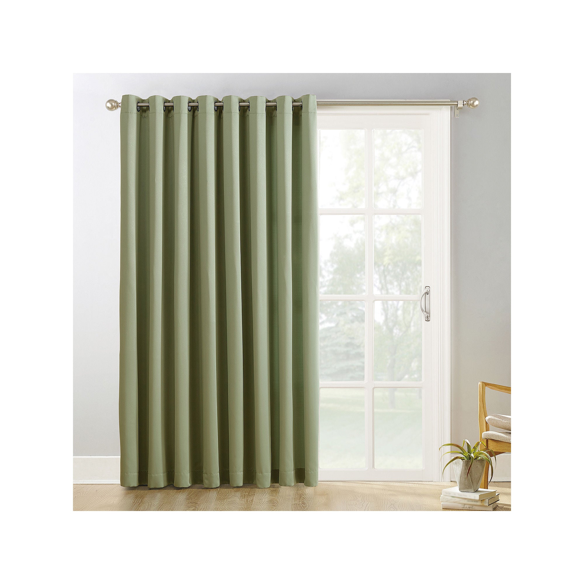 Sun Zero Kenneth Extra Wide Blackout Curtain Panel - 84x100, Sage