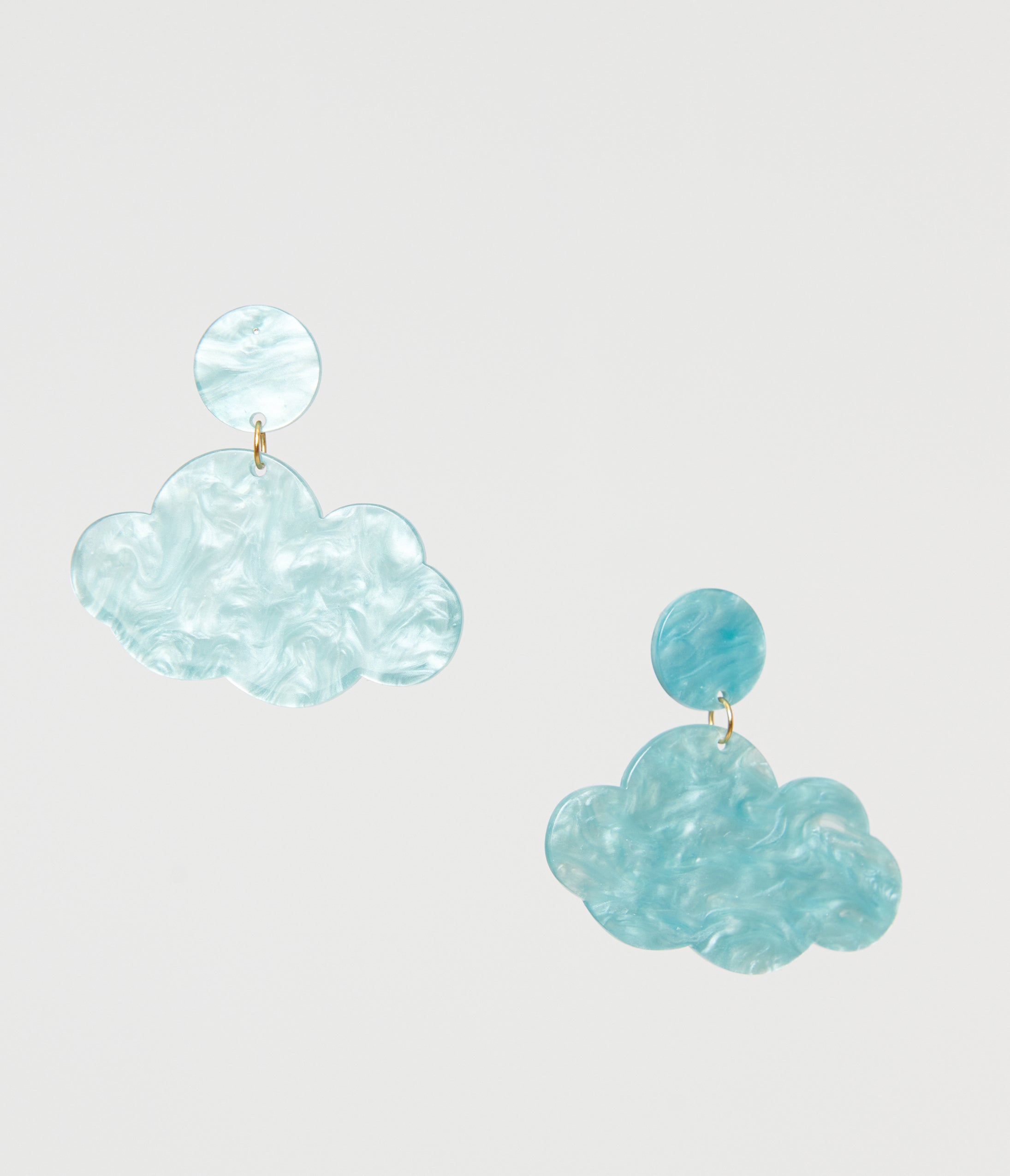 1960s Light Blue Shimmer Cloud Earrings