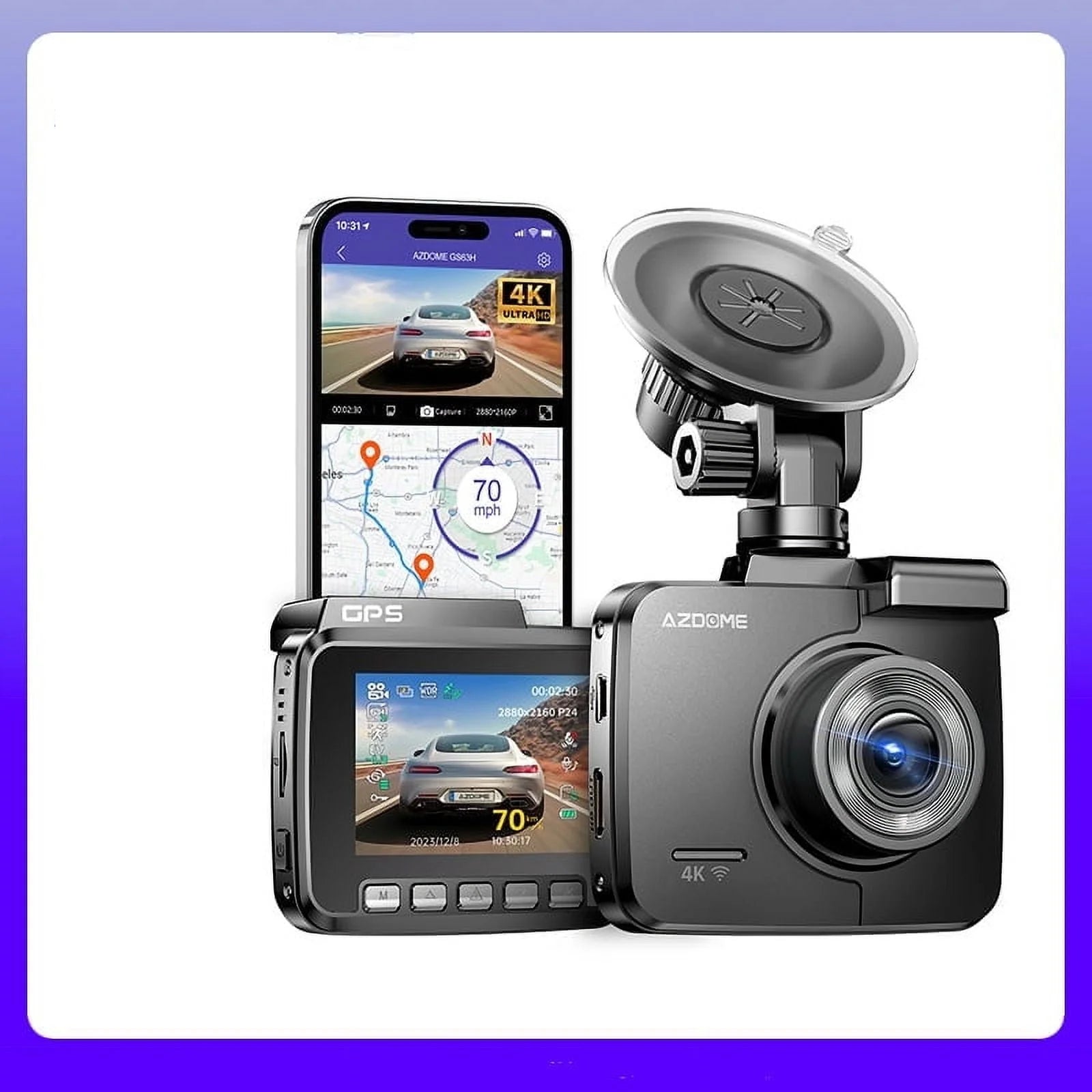 AZDOME GS63H UHD 2160P Dash Cam with WiFi 4K