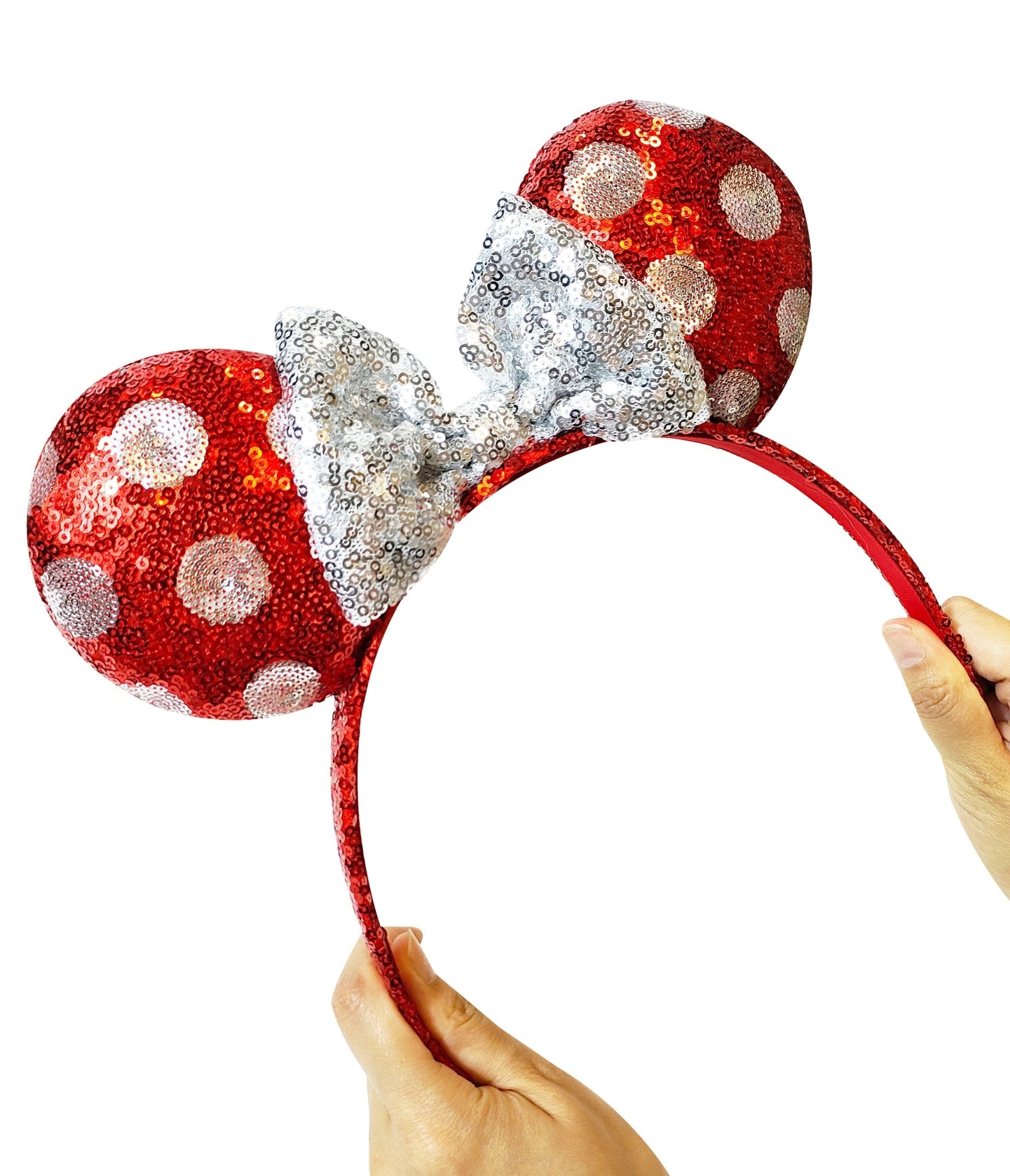 Minnie Mouse Red & White Polka Dot Sequin Plush Headband