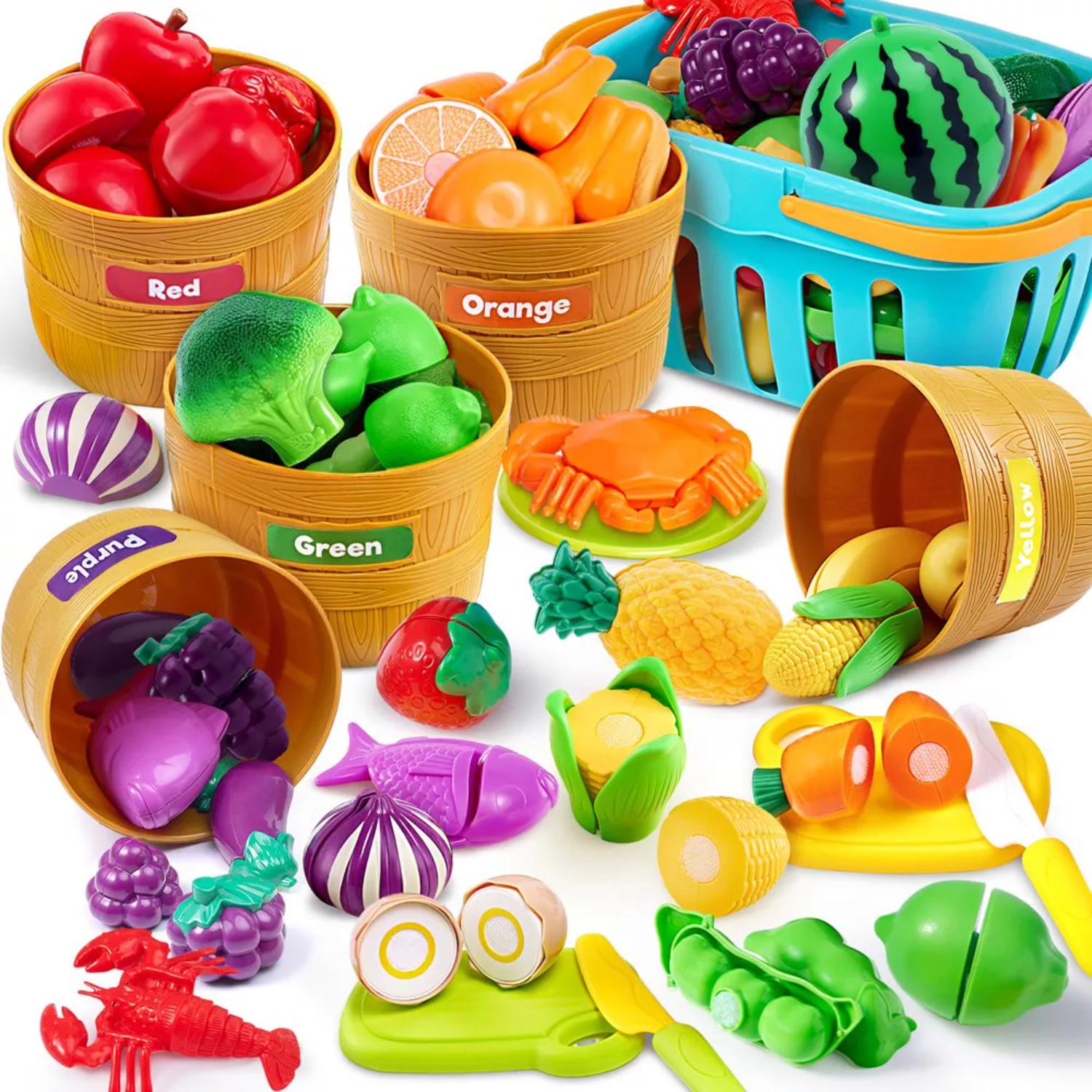 Syncfun Play Food Set for Kids Kitchen Color Sorting Toy