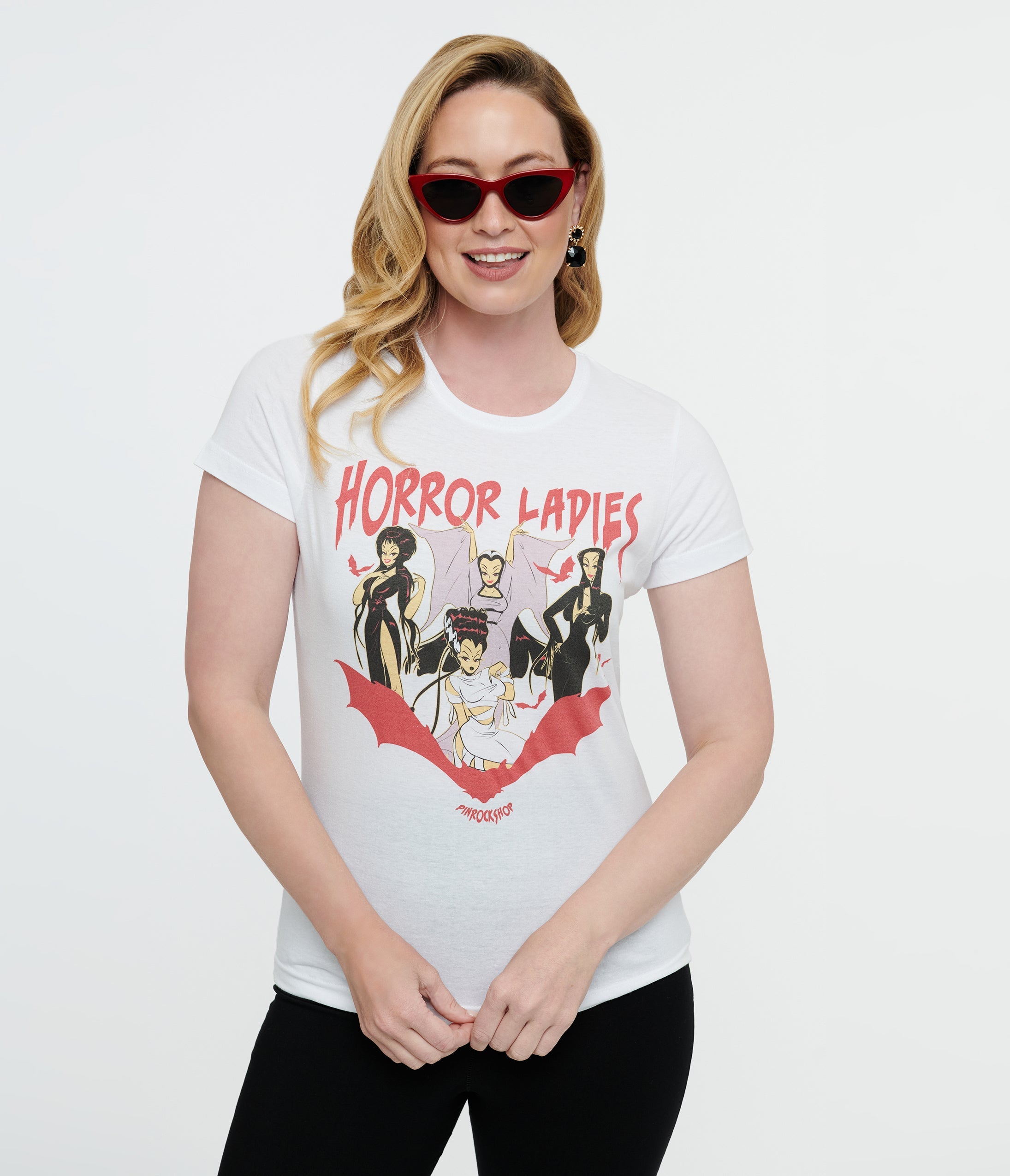 White Horror Ladies Fitted Graphic Tee