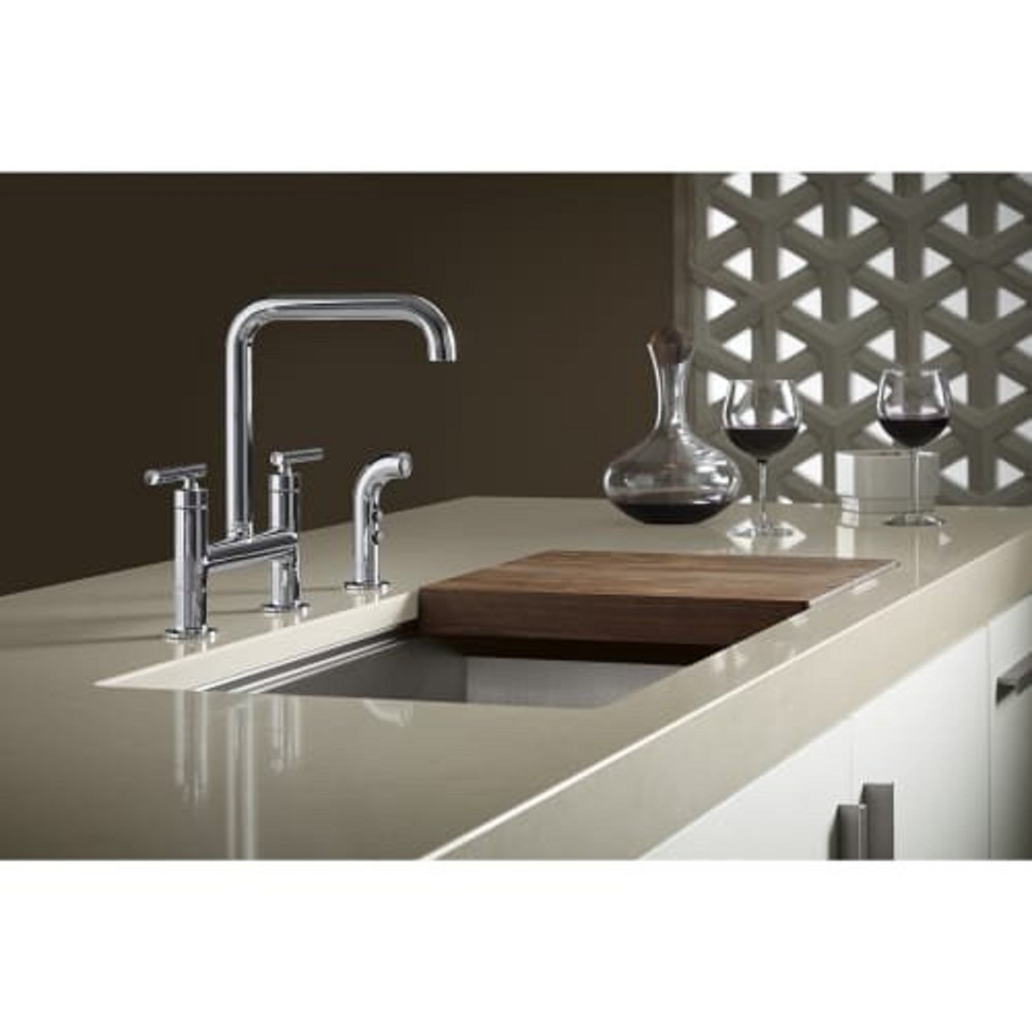Kohler K-7548-4-SN Purist 1.5 GPM Bridge Kitchen Faucet - Nickel