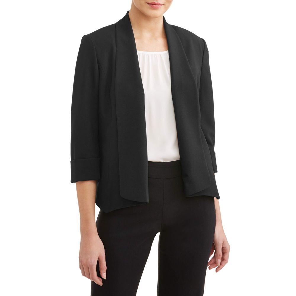 Evan Picone Womens Crepe Jacket, Black