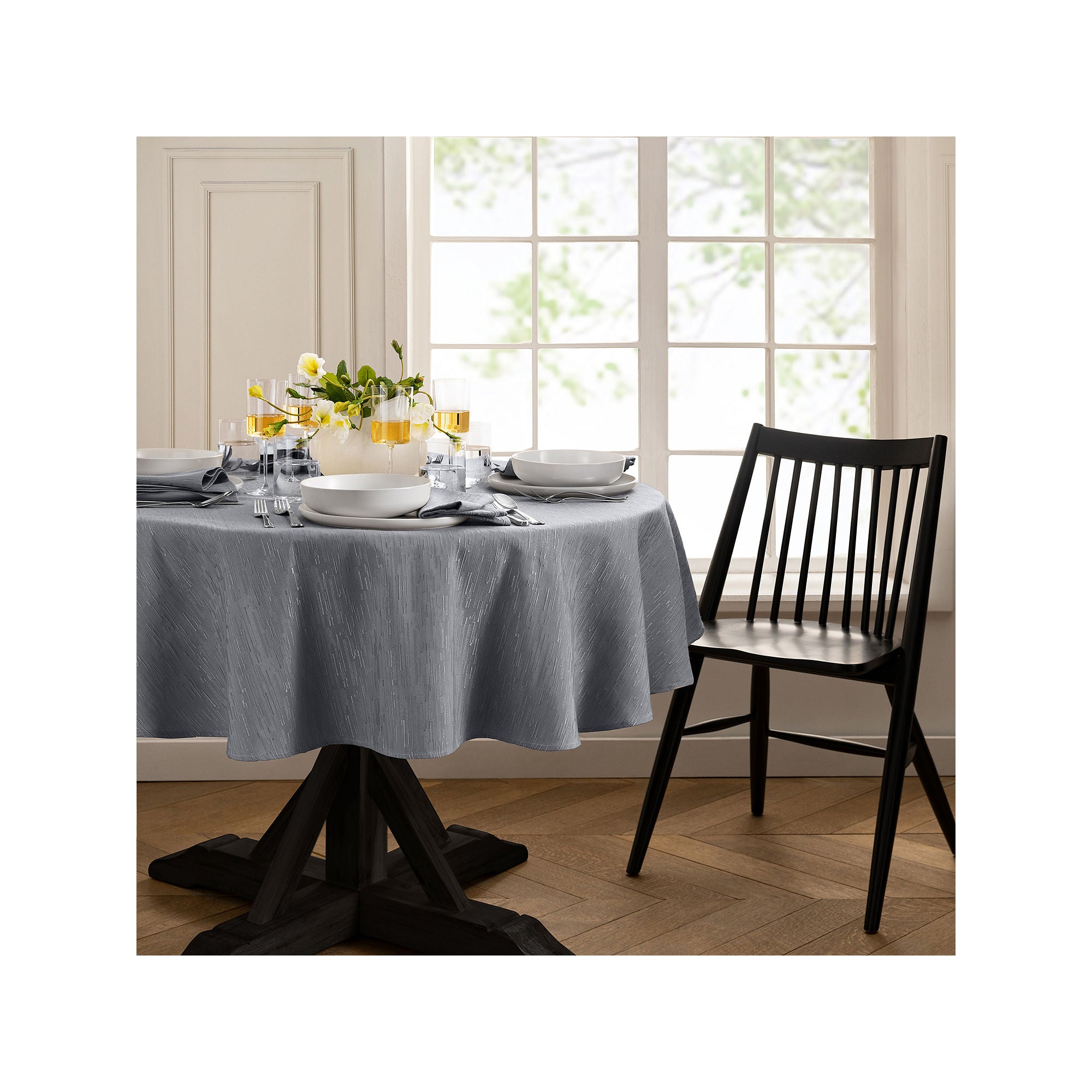 Elrene Home Fashions Water & Stain Resistant Continental Tablecloth - GRAY ONE SIZE